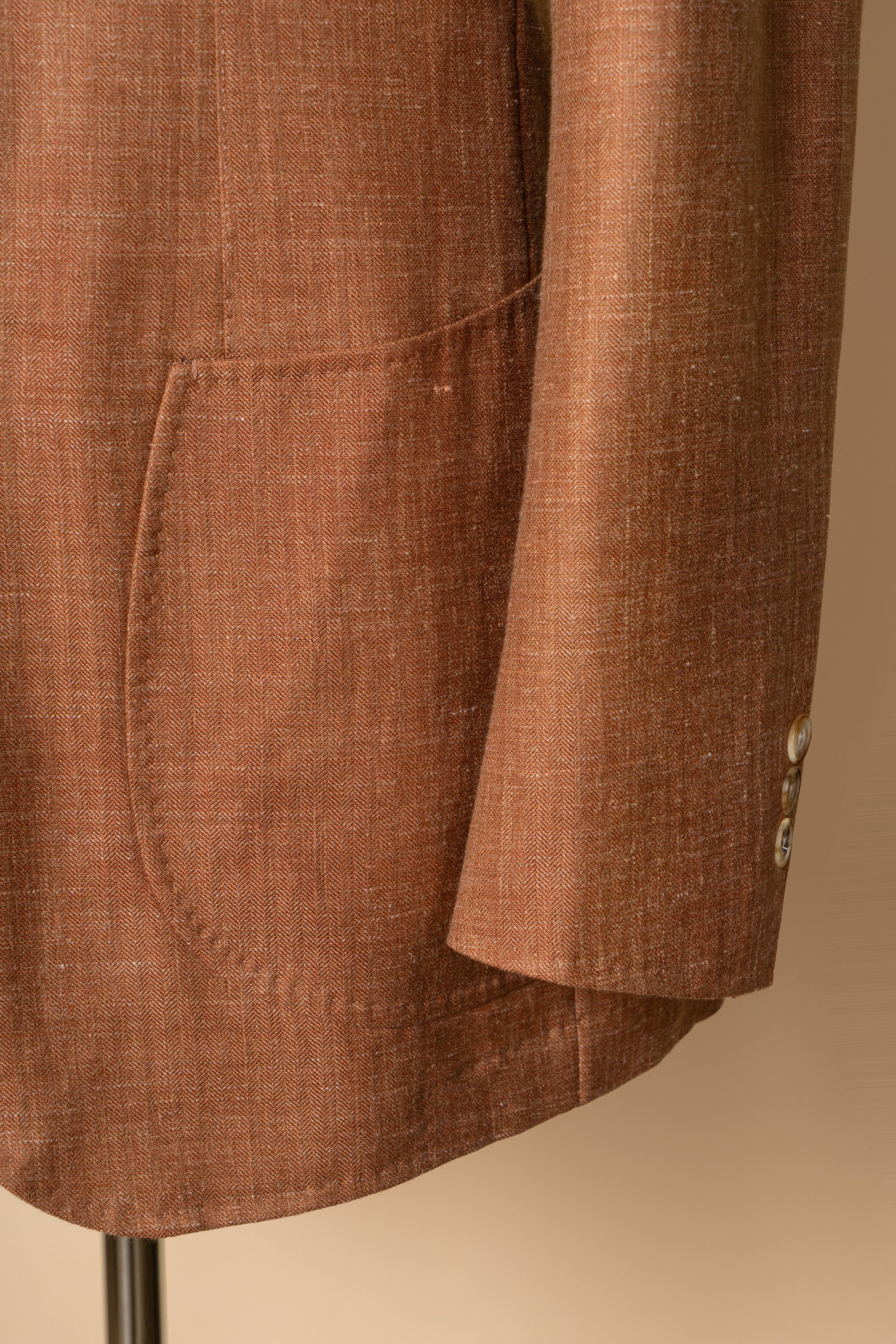 MTO Tangerine Herringbone Silk Linen Wool Jacket #601