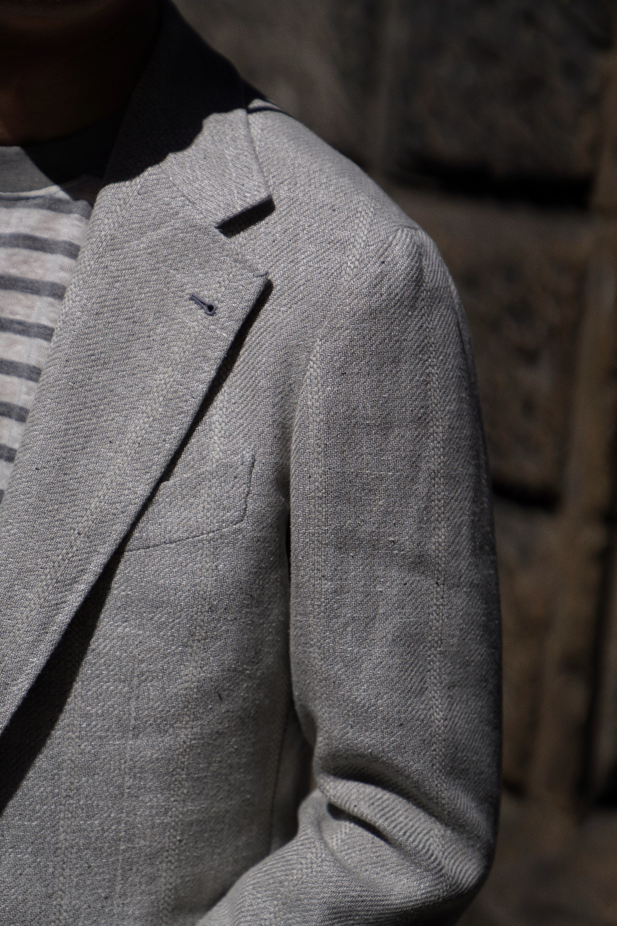 MTO Snow Grey Silk Cotton Linen Wool Jacket #644