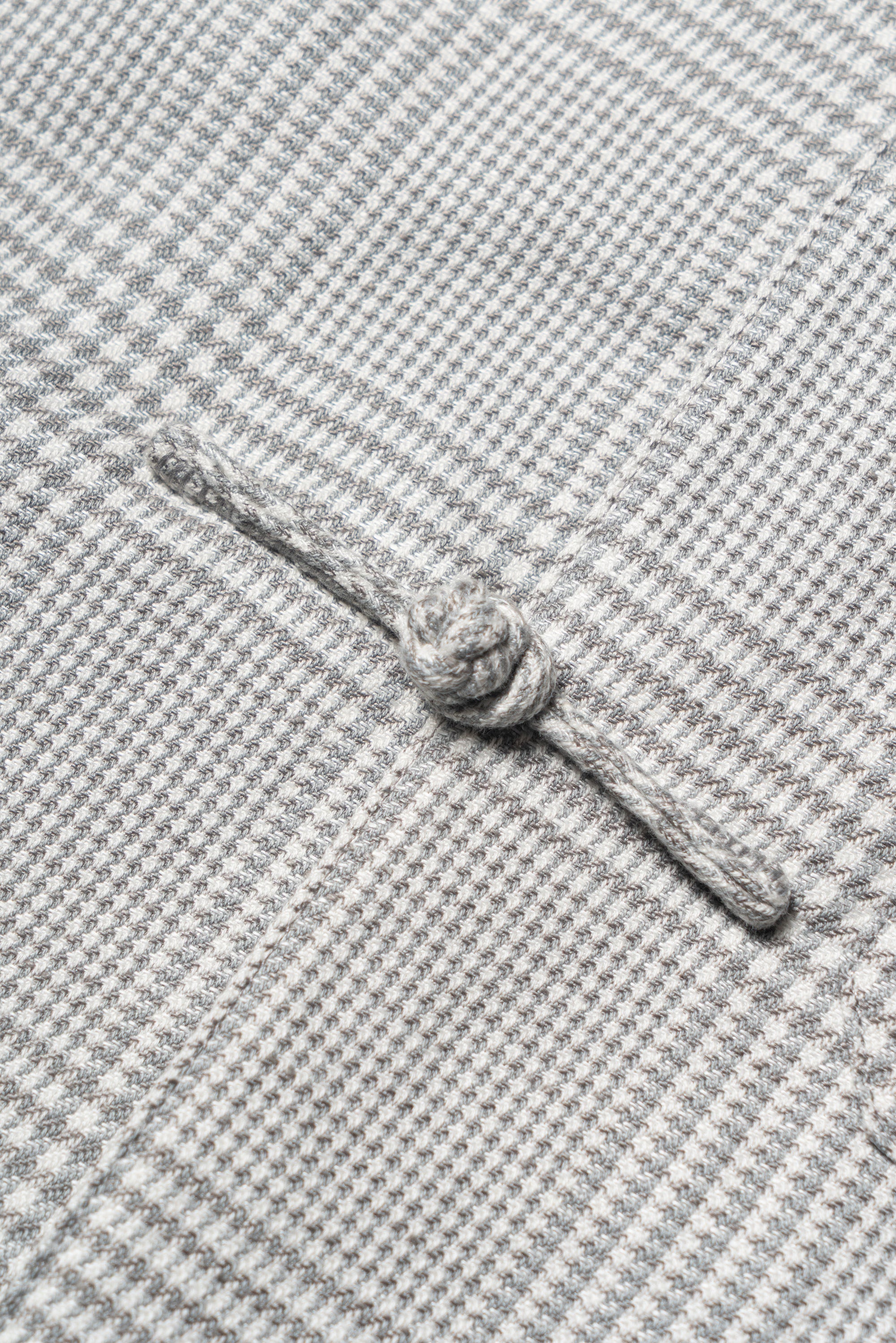 Grey Glen Check Silk Linen Cotton Mandarin Jacket