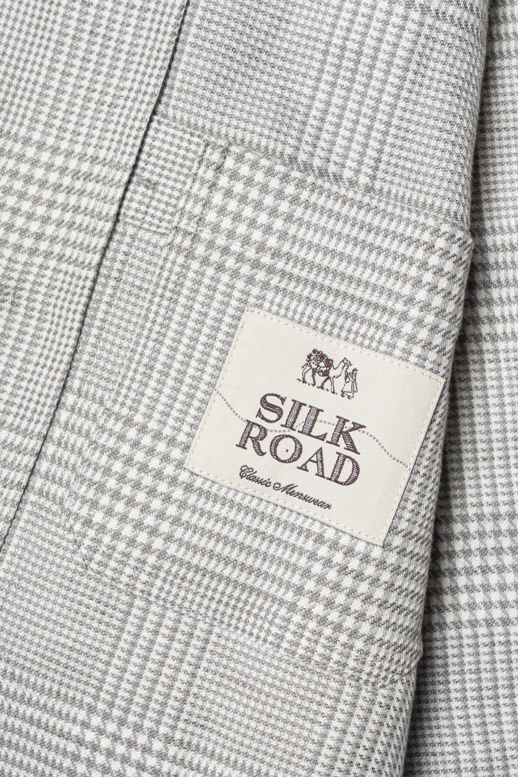 Grey Glen Check Silk Linen Cotton Mandarin Jacket