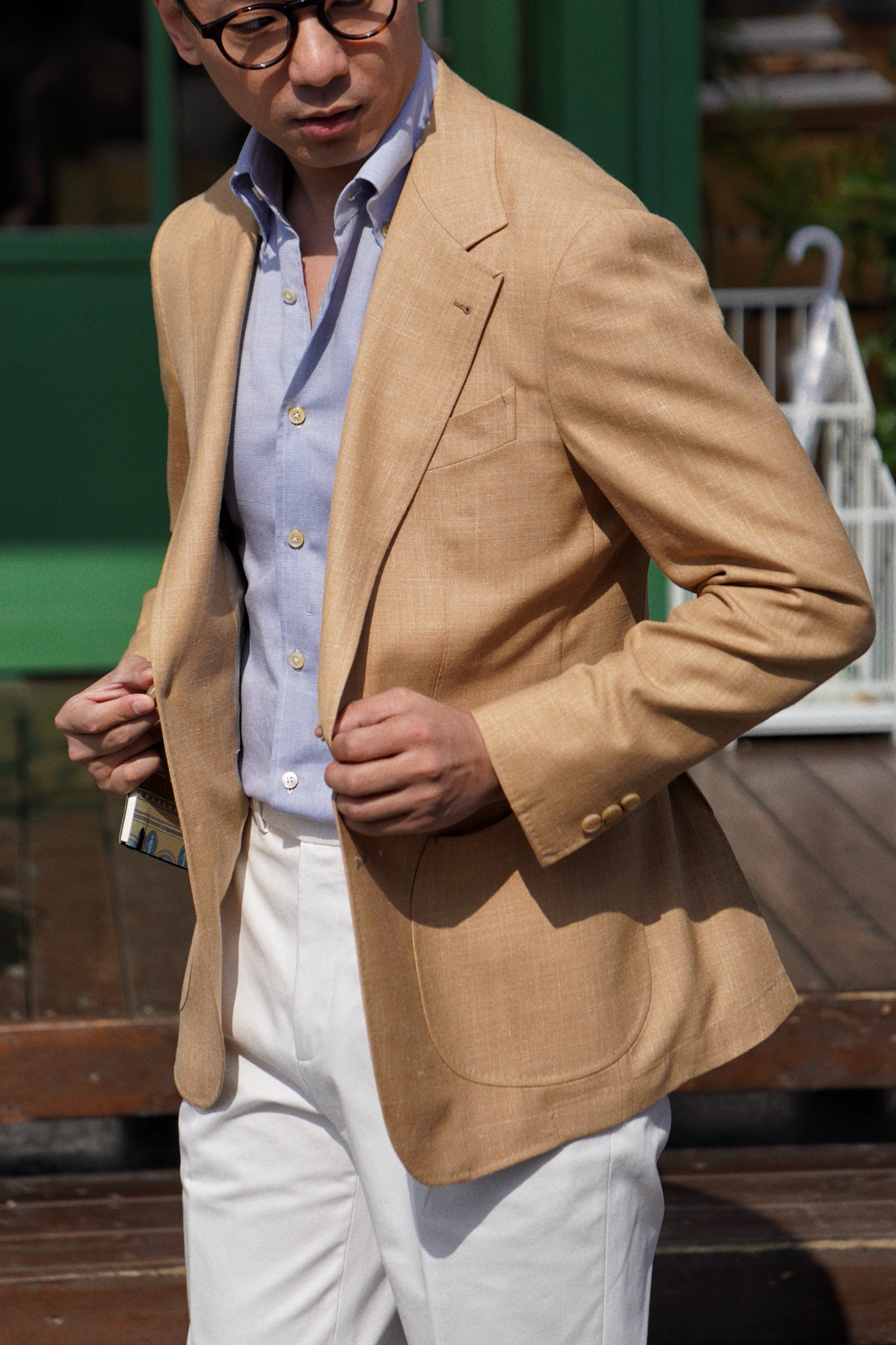 MTO Apricot Silk Linen Wool Jacket #767