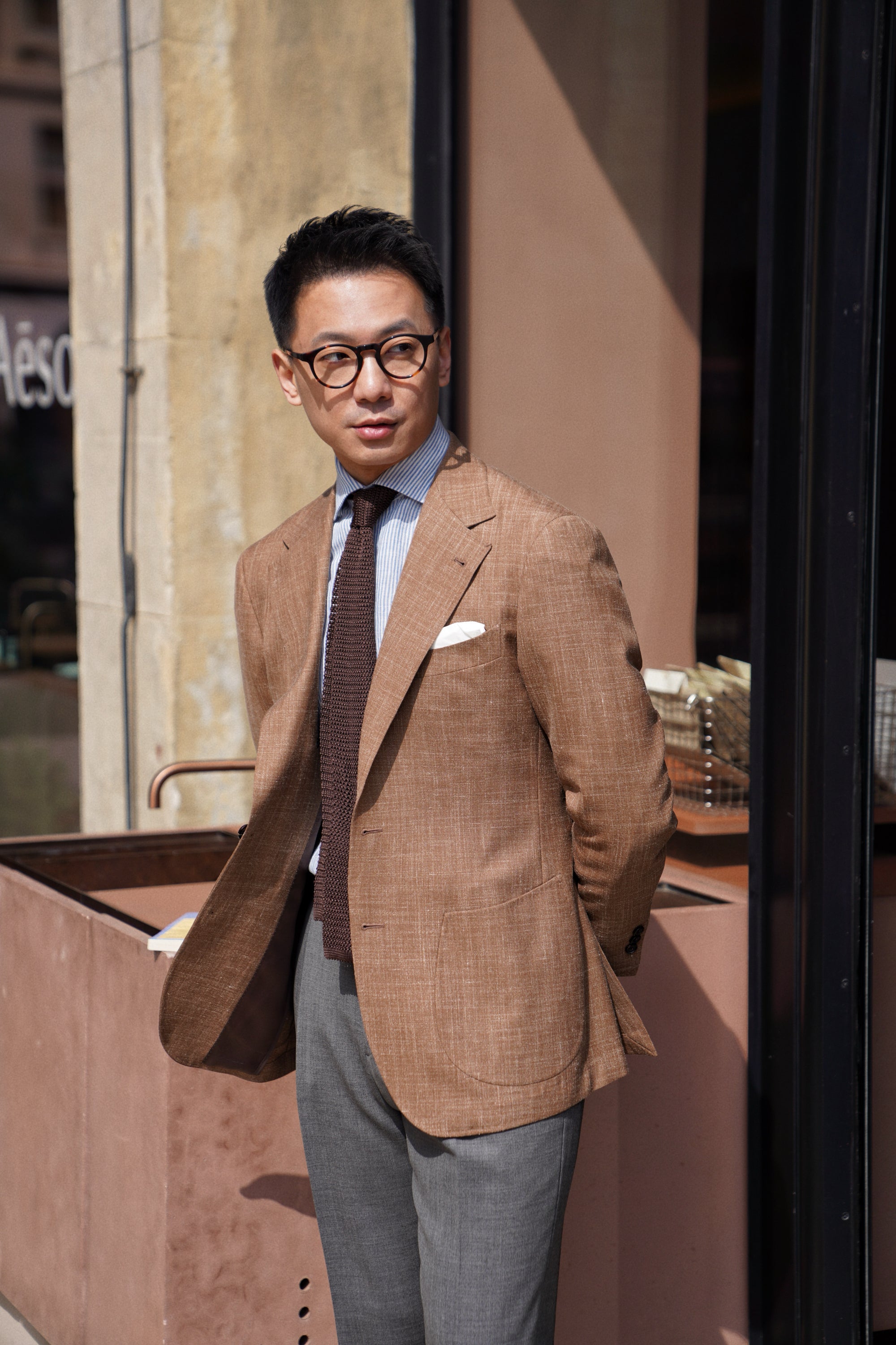 MTO Tangerine Silk Linen Wool Jacket #766