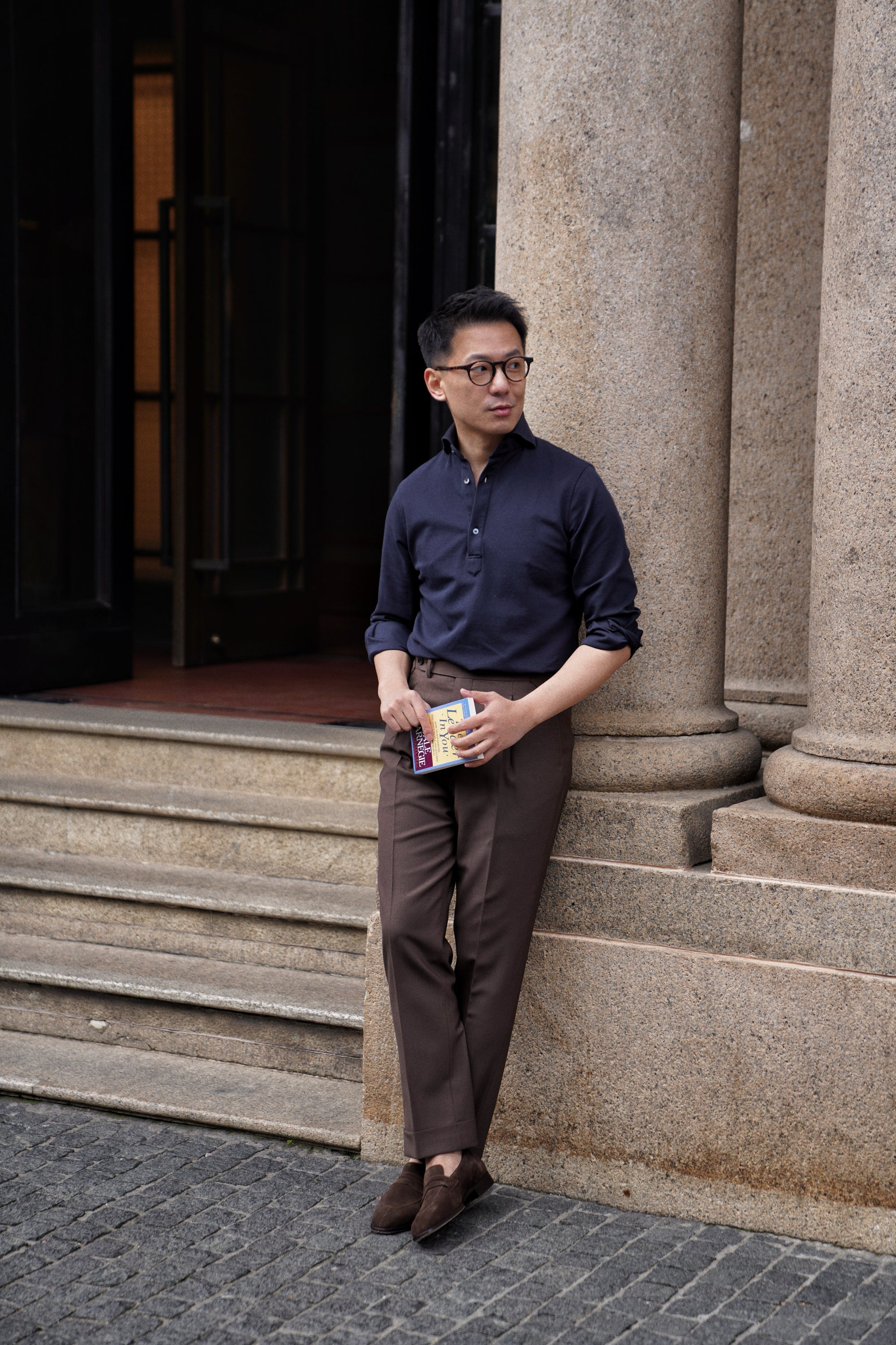 Chocolate High Twist Wool Trousers #146