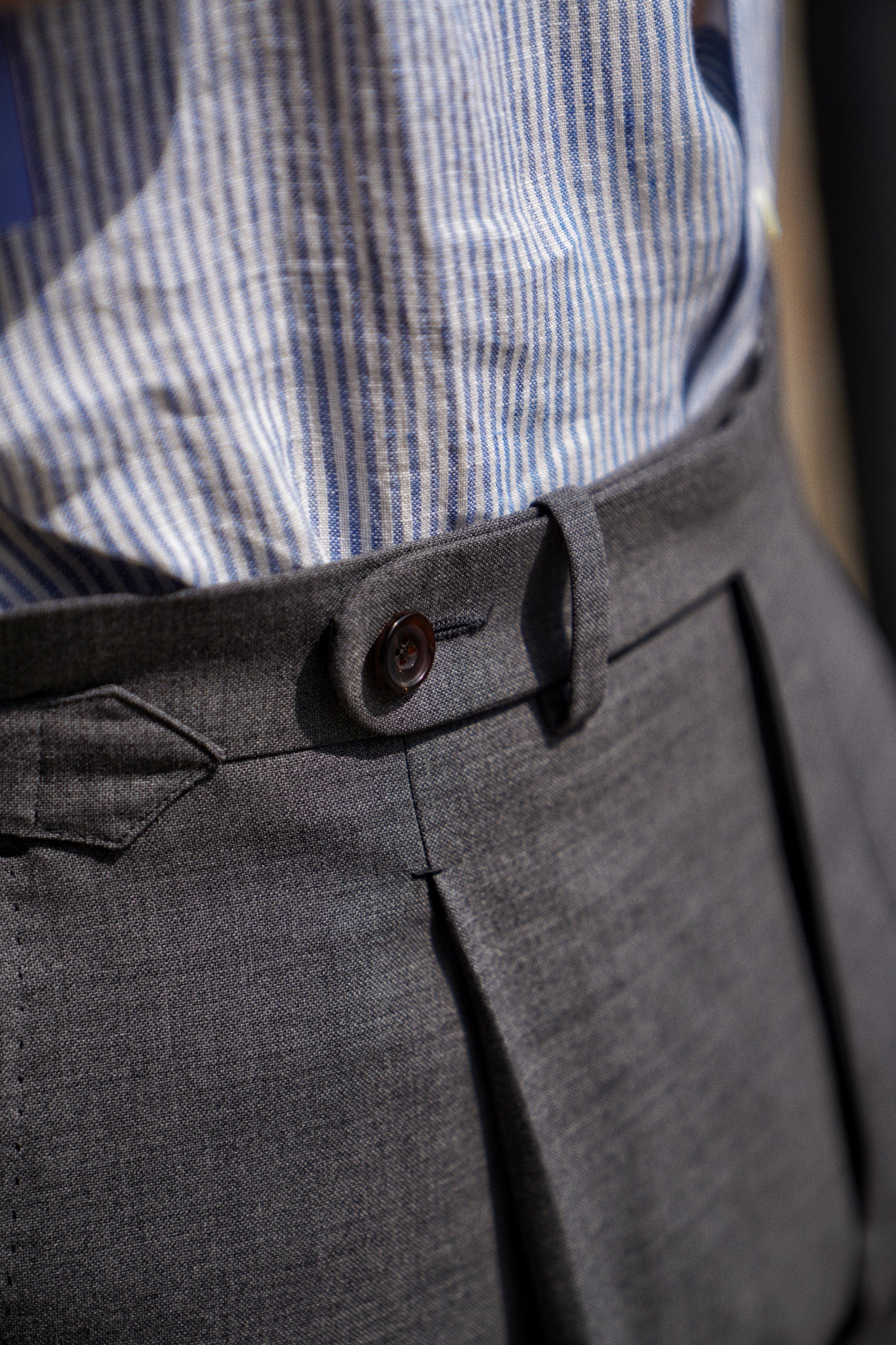 Mid Grey High Twist Wool Trousers #114