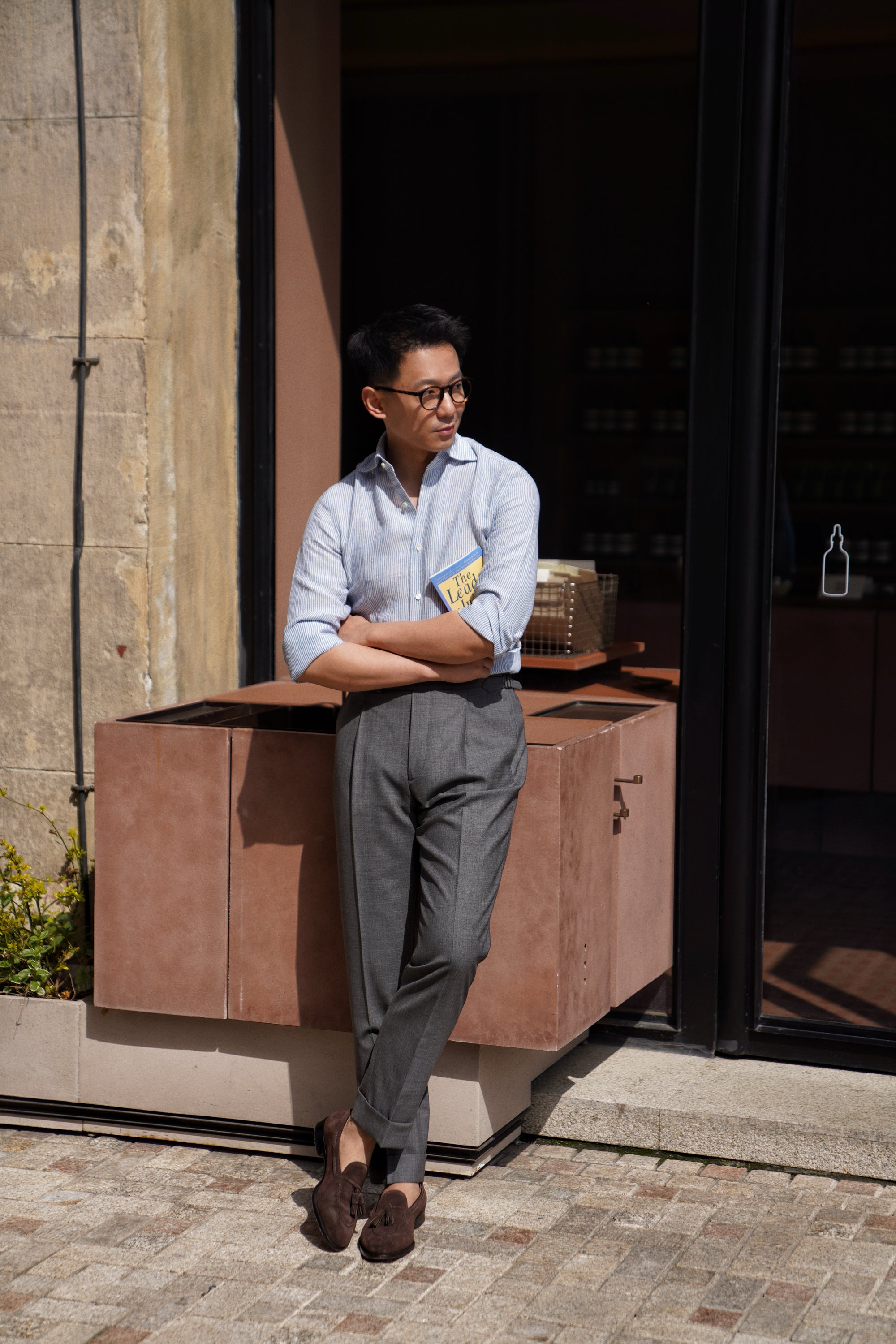 Mid Grey High Twist Wool Trousers #114