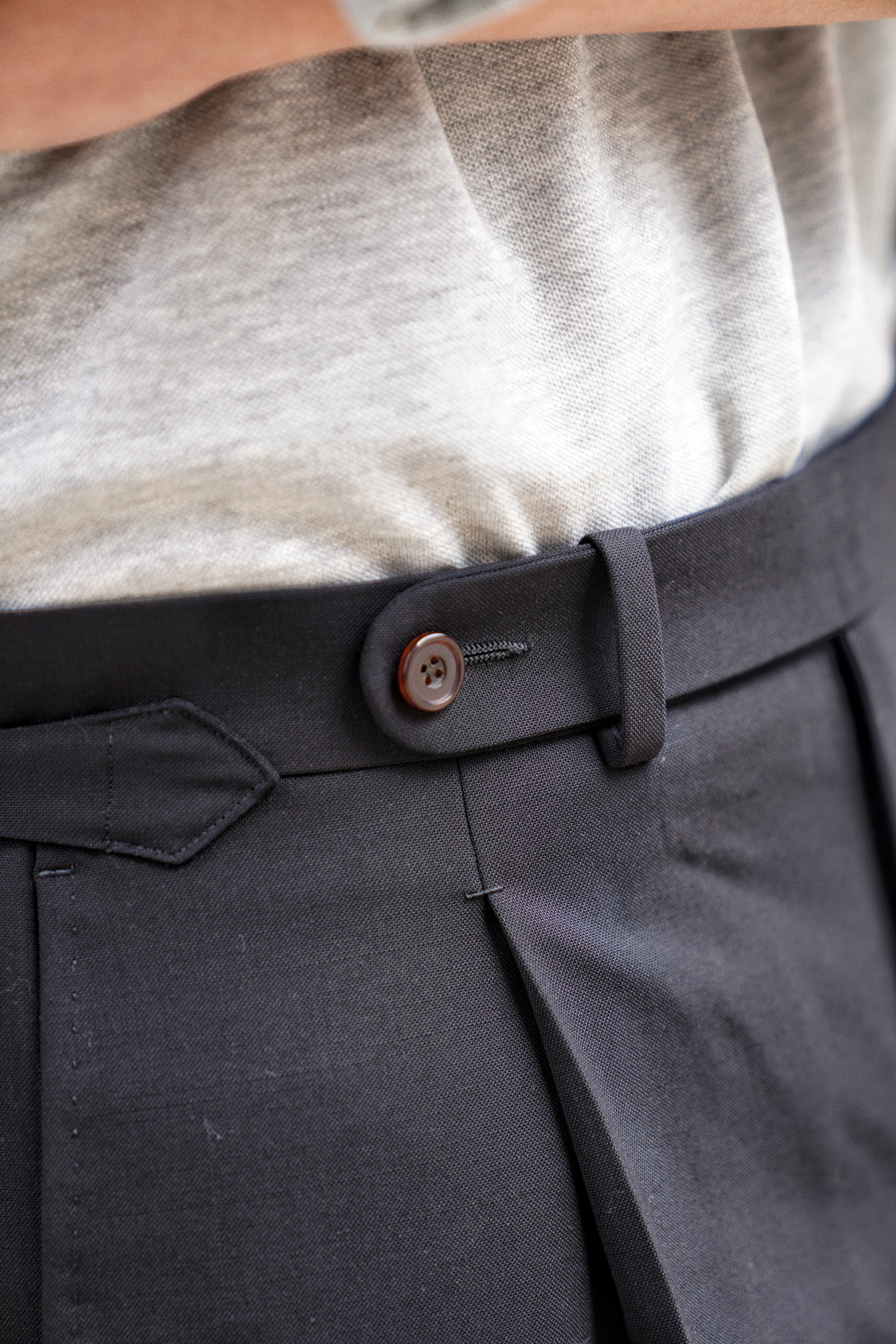 Black High Twist Wool Trousers #144