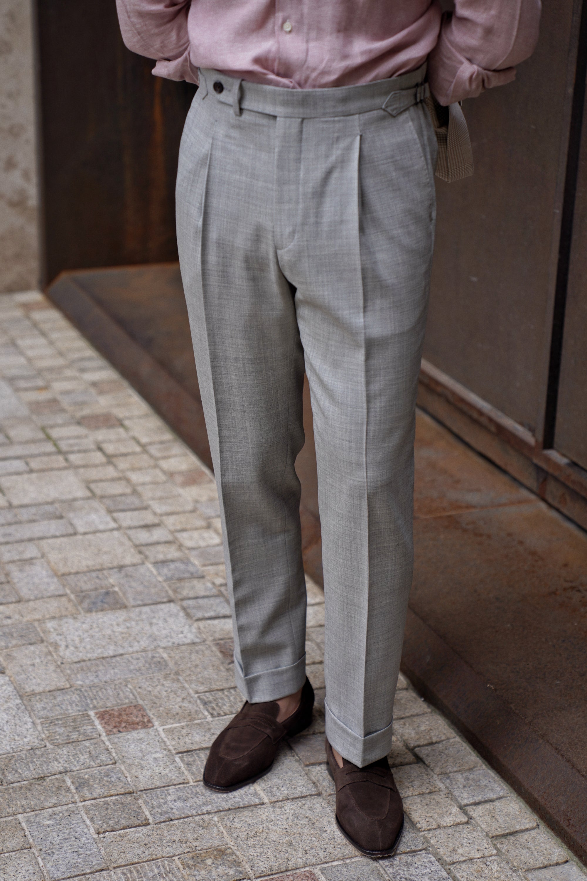Light Grey High Twist Wool Trousers #143