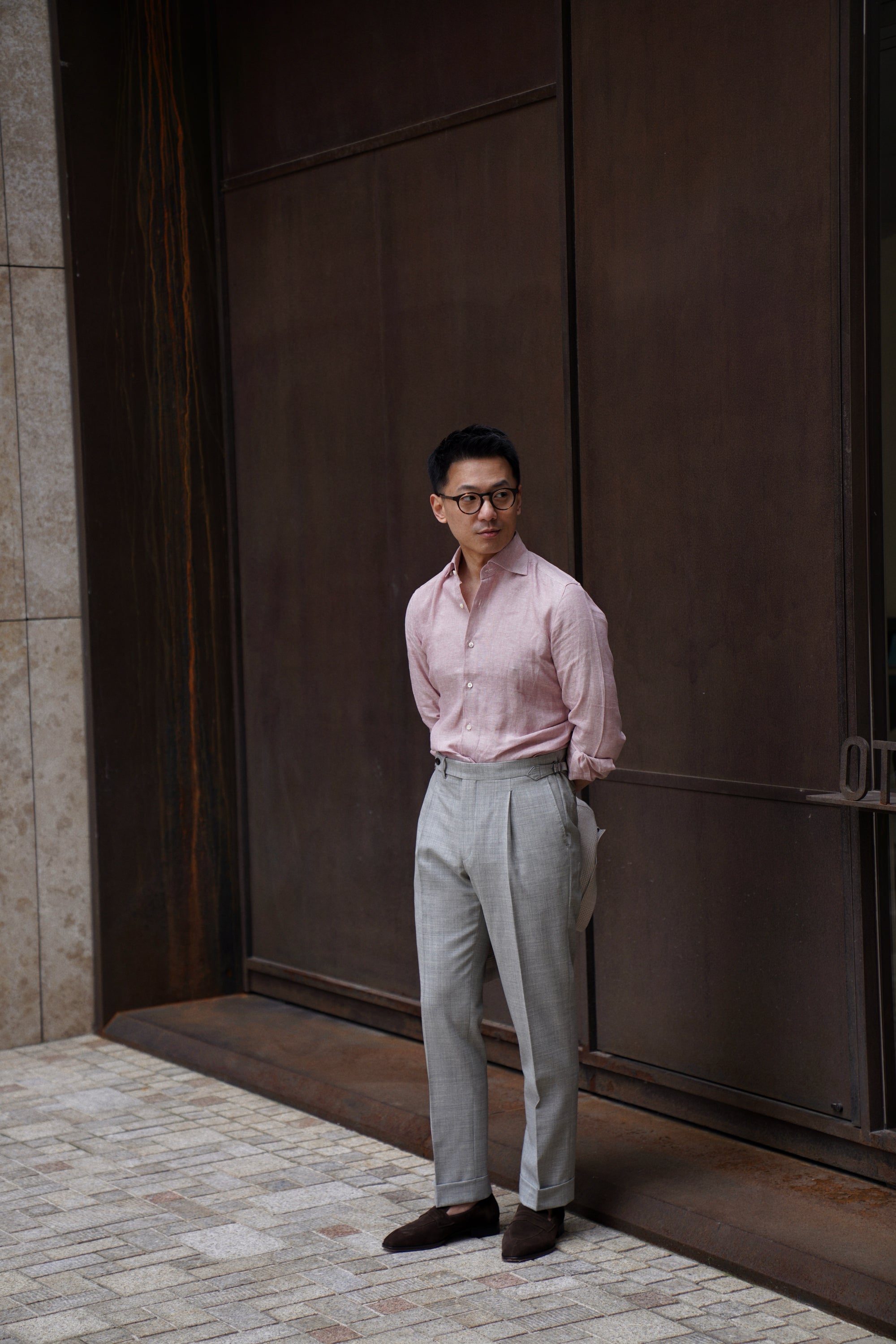 Light Grey High Twist Wool Trousers #143