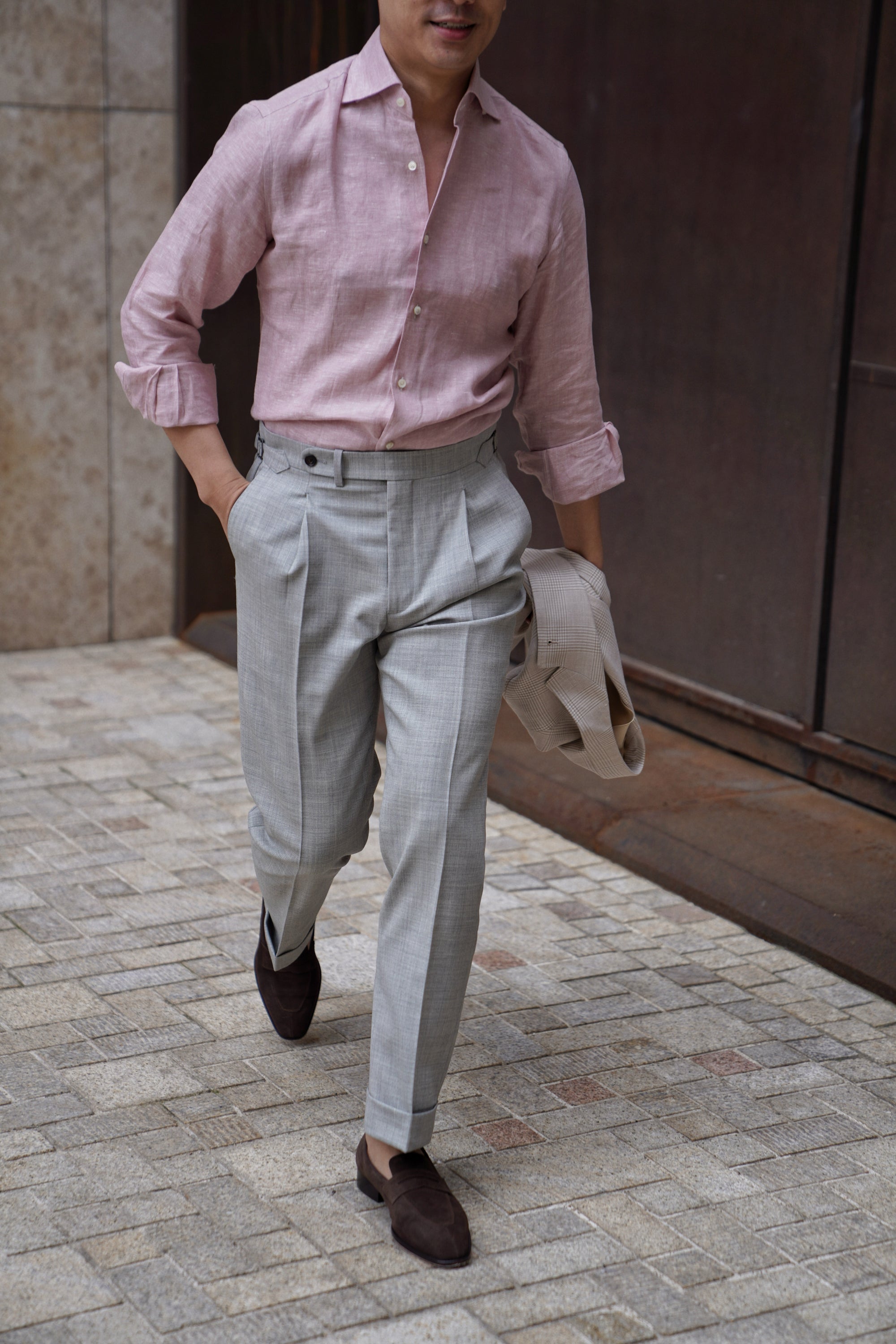 Light Grey High Twist Wool Trousers #143