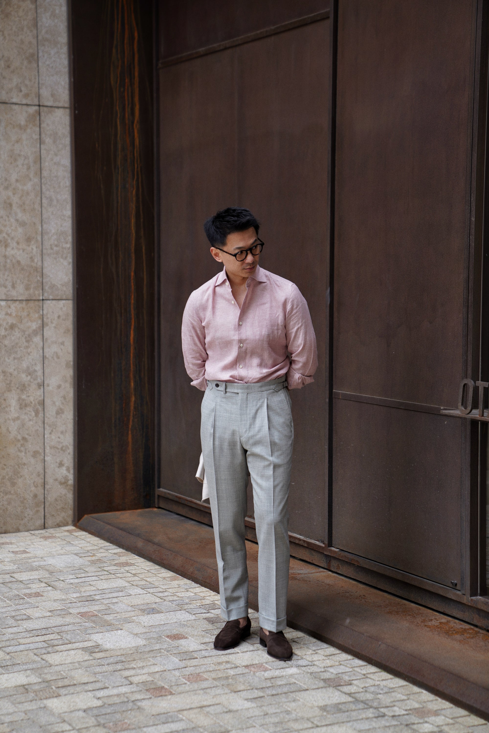 Light Grey High Twist Wool Trousers #143