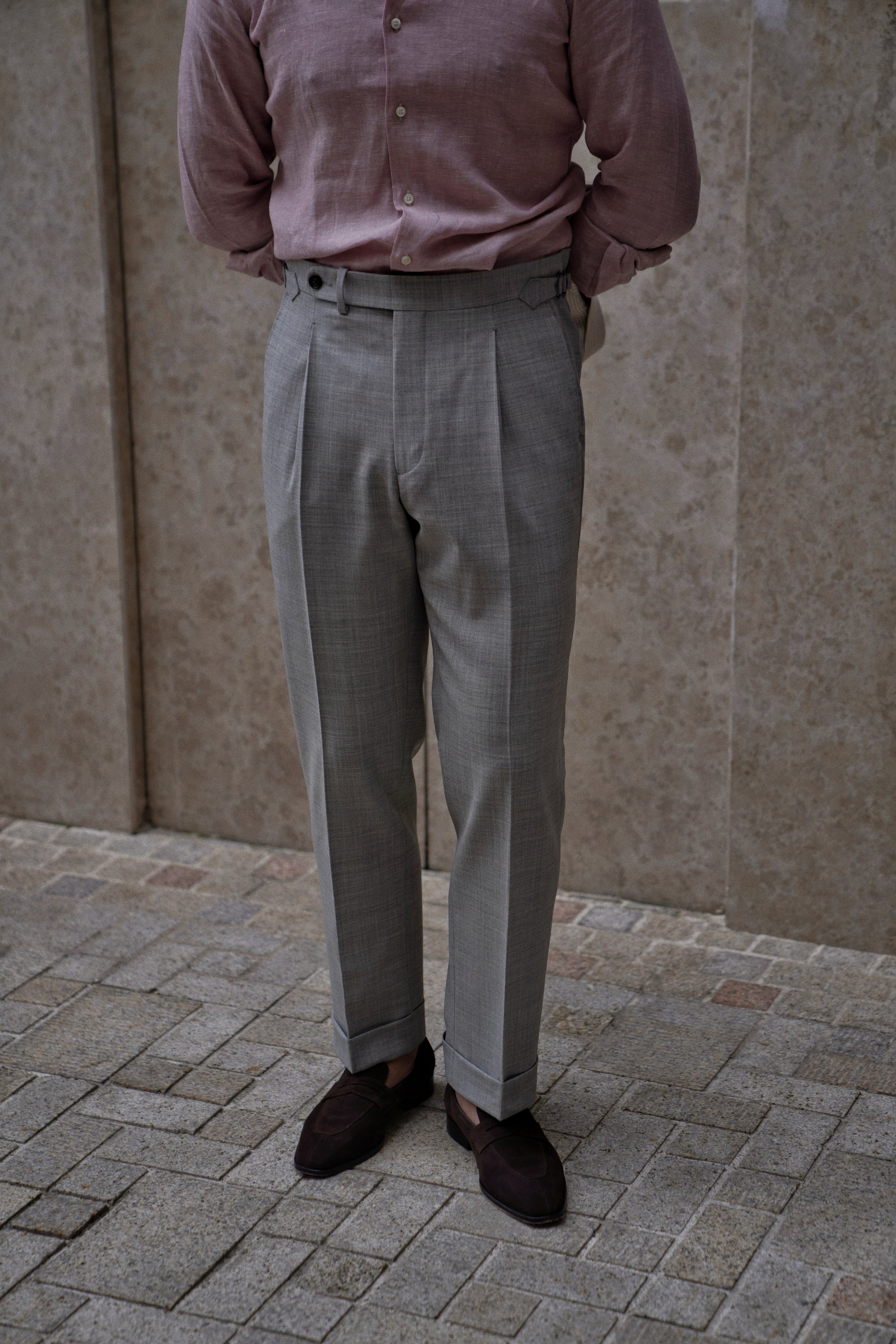 Light Grey High Twist Wool Trousers #143