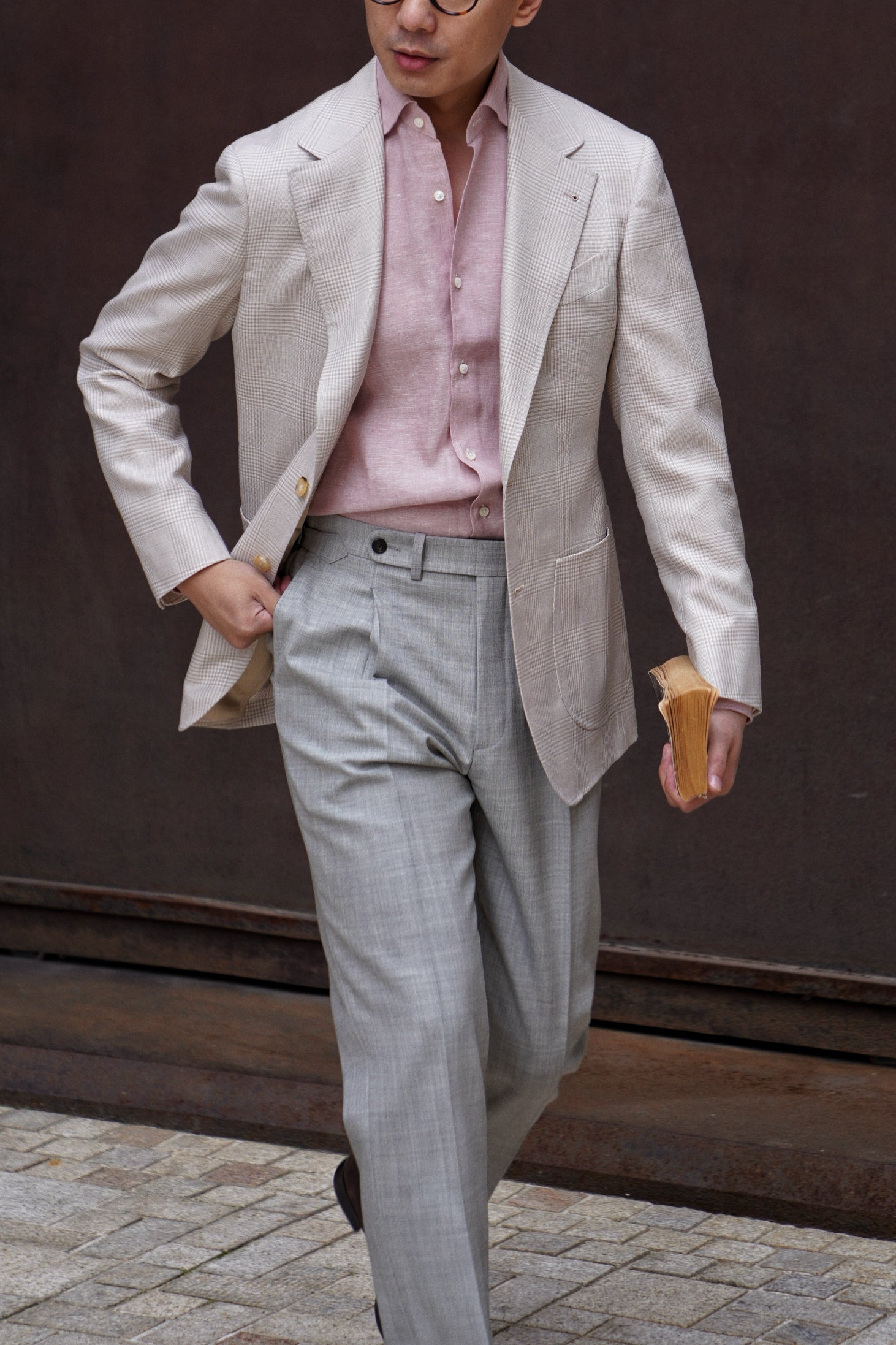 Light Grey High Twist Wool Trousers #143