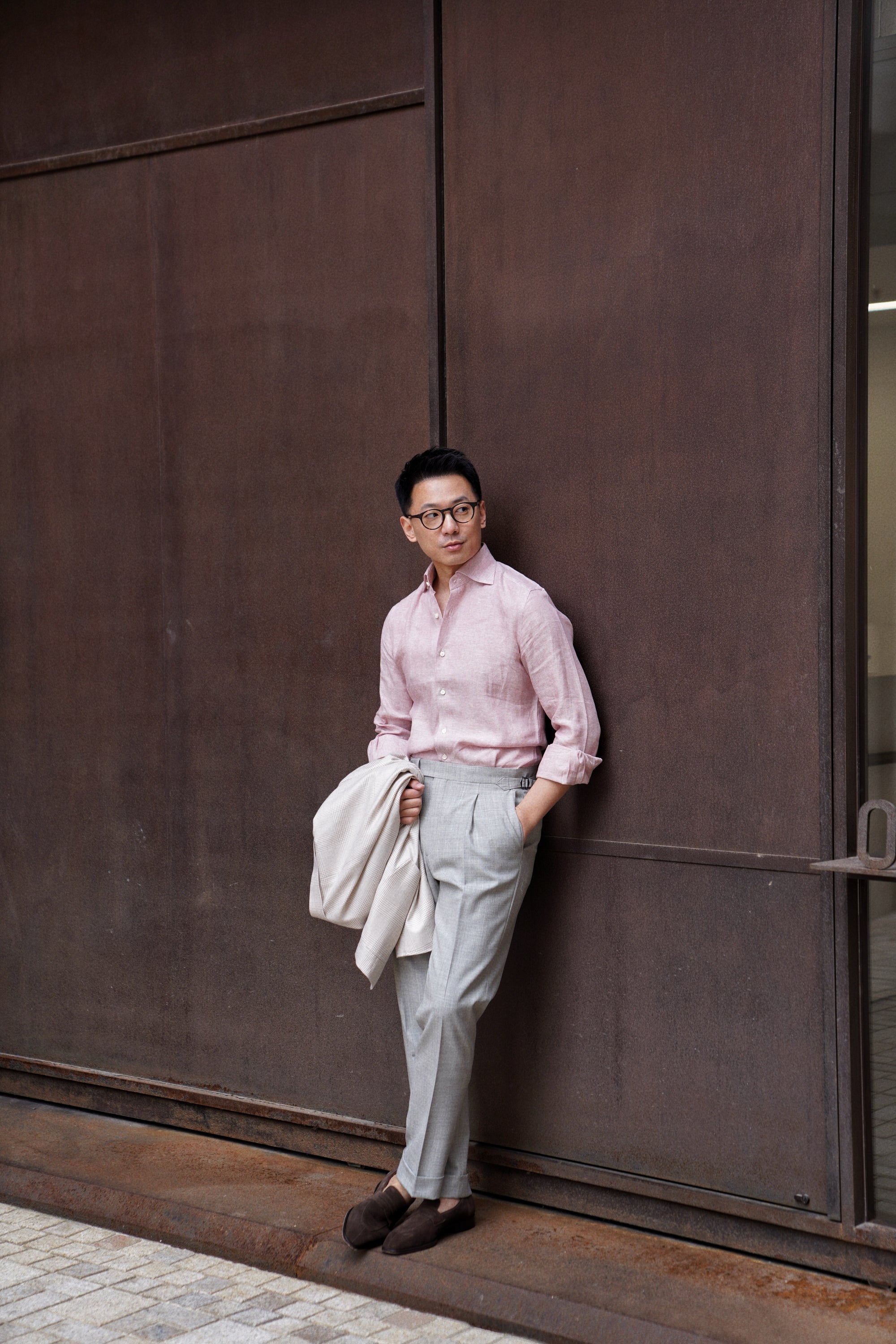 Light Grey High Twist Wool Trousers #143