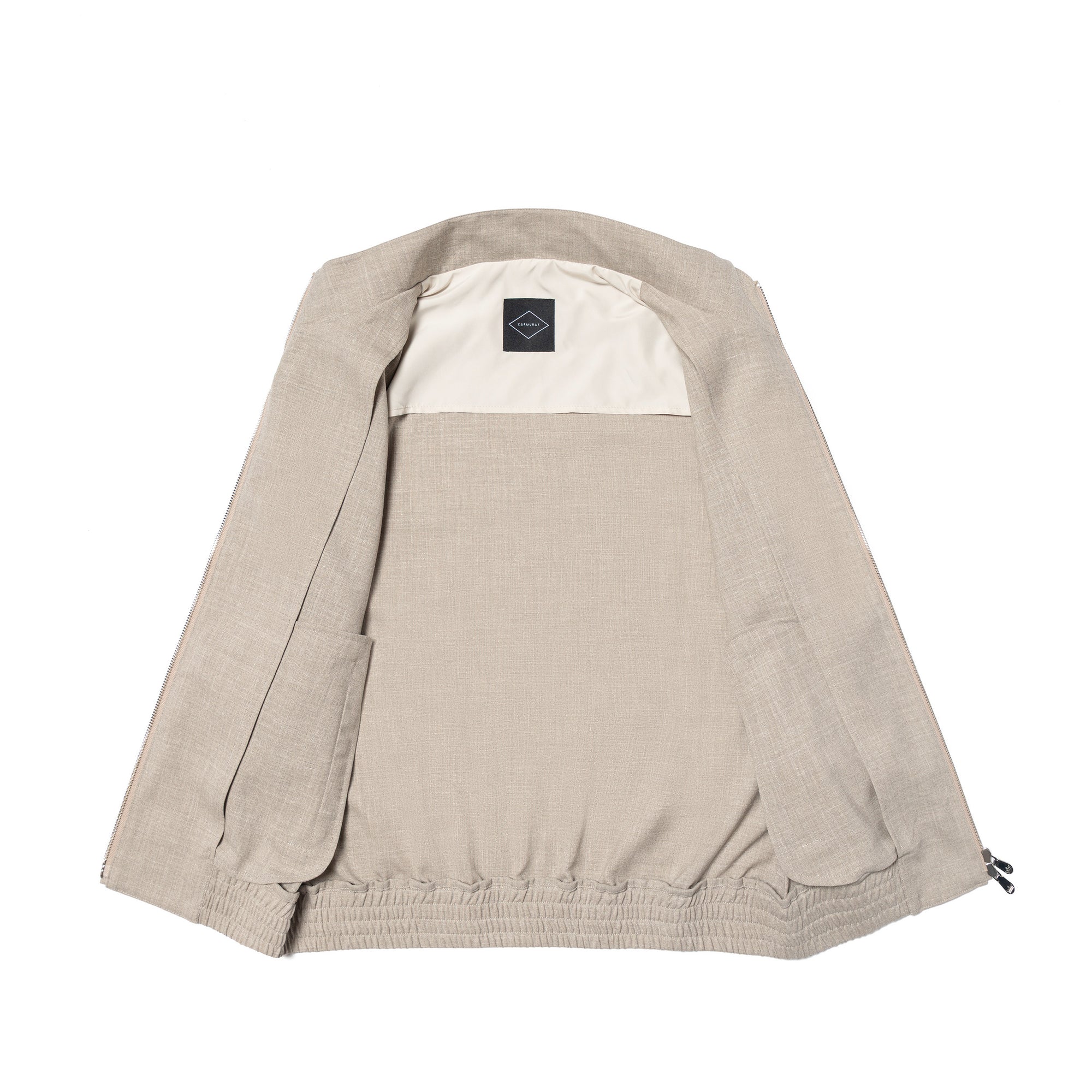 Sand Silk Linen Wool Bomber Jacket #264