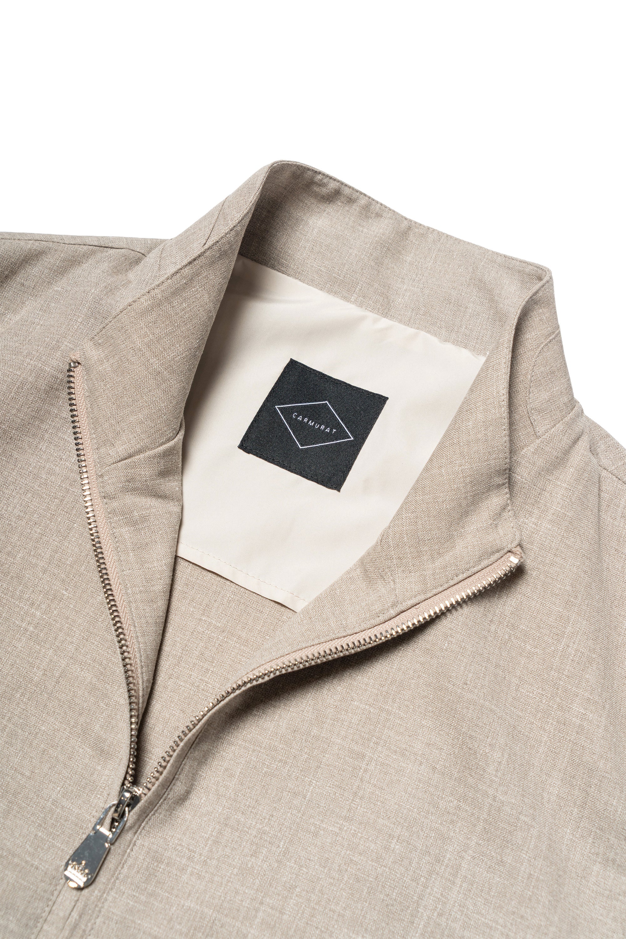 Sand Silk Linen Wool Bomber Jacket #264