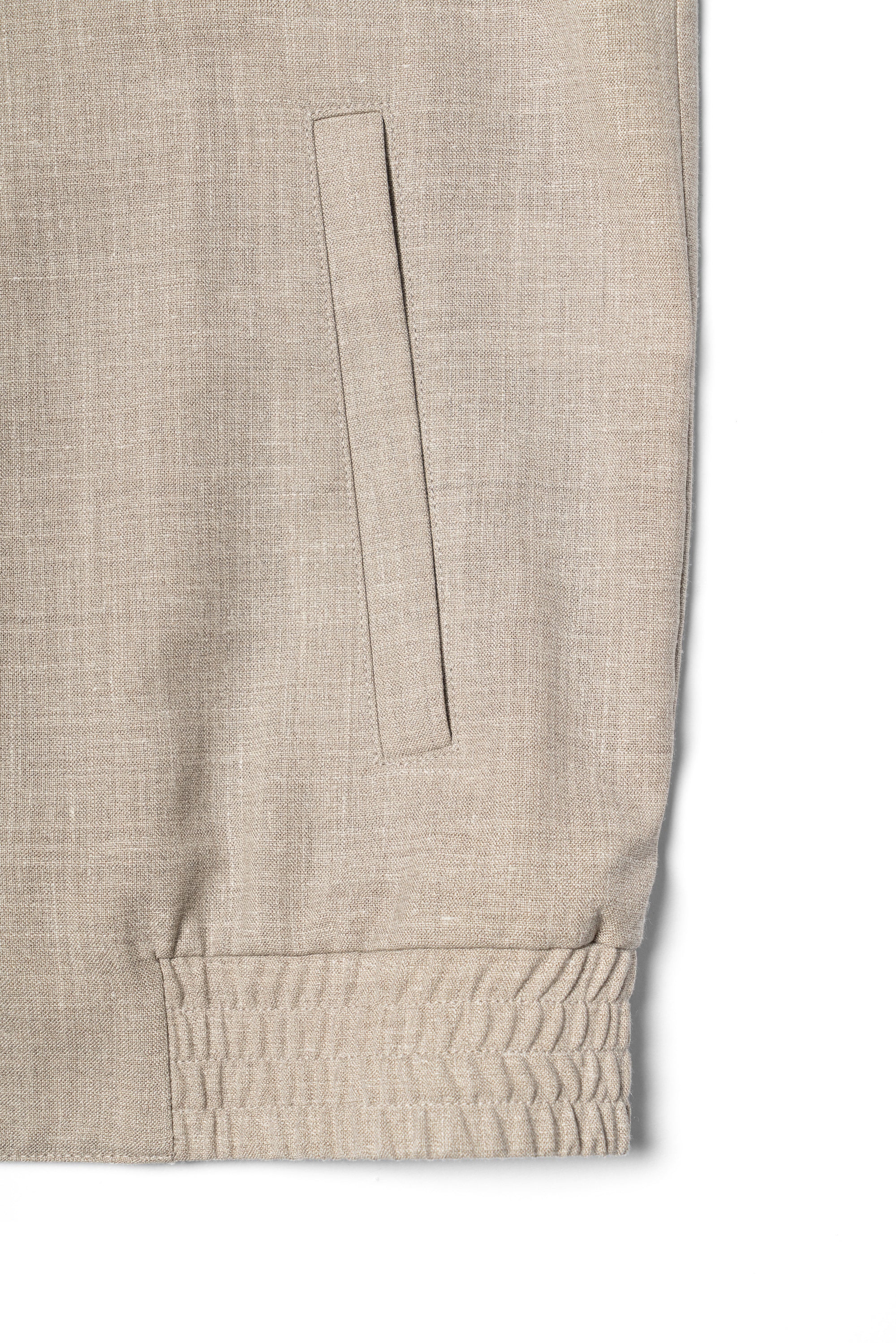 Sand Silk Linen Wool Bomber Jacket #264