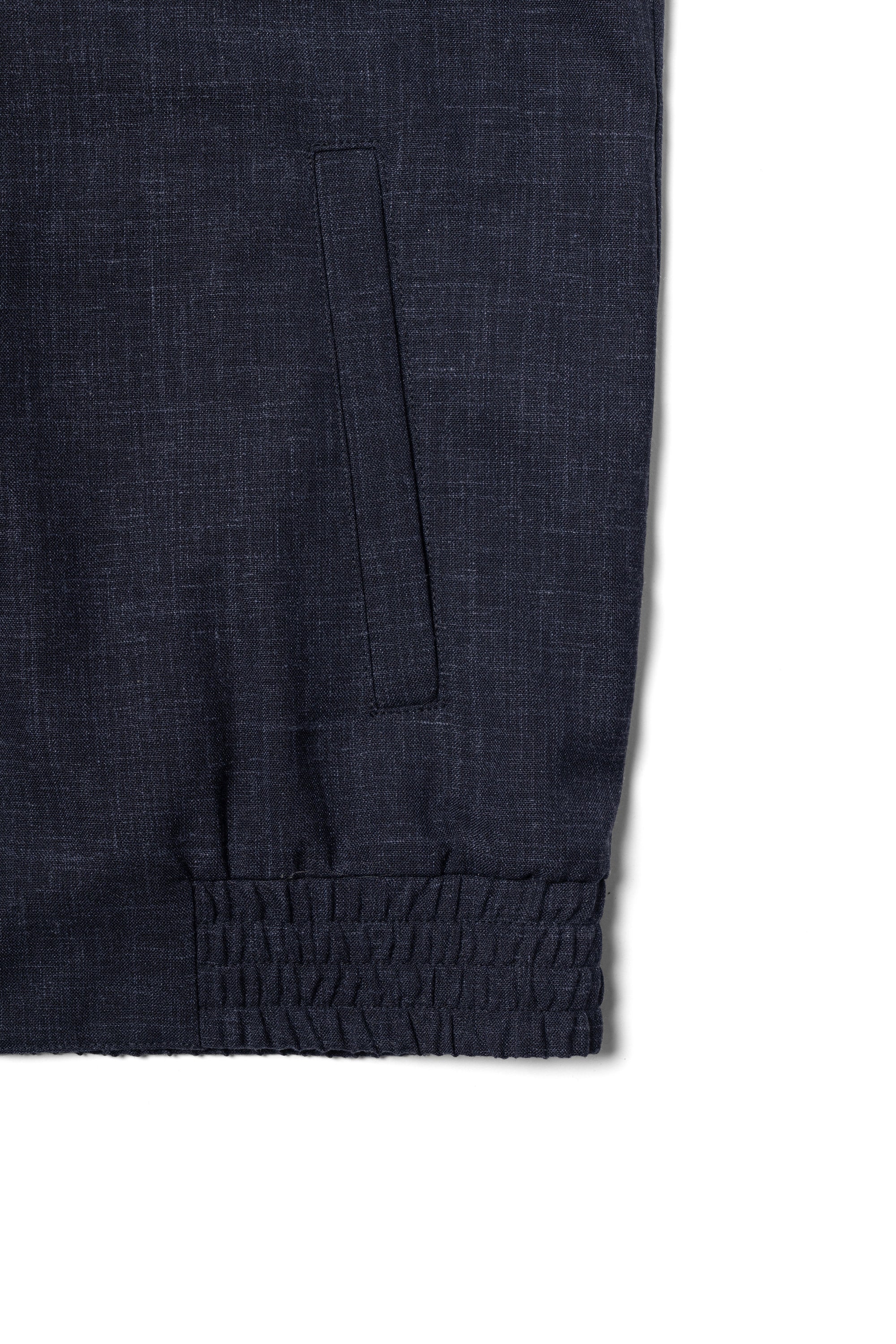 Navy Silk Linen Wool Bomber Jacket #263