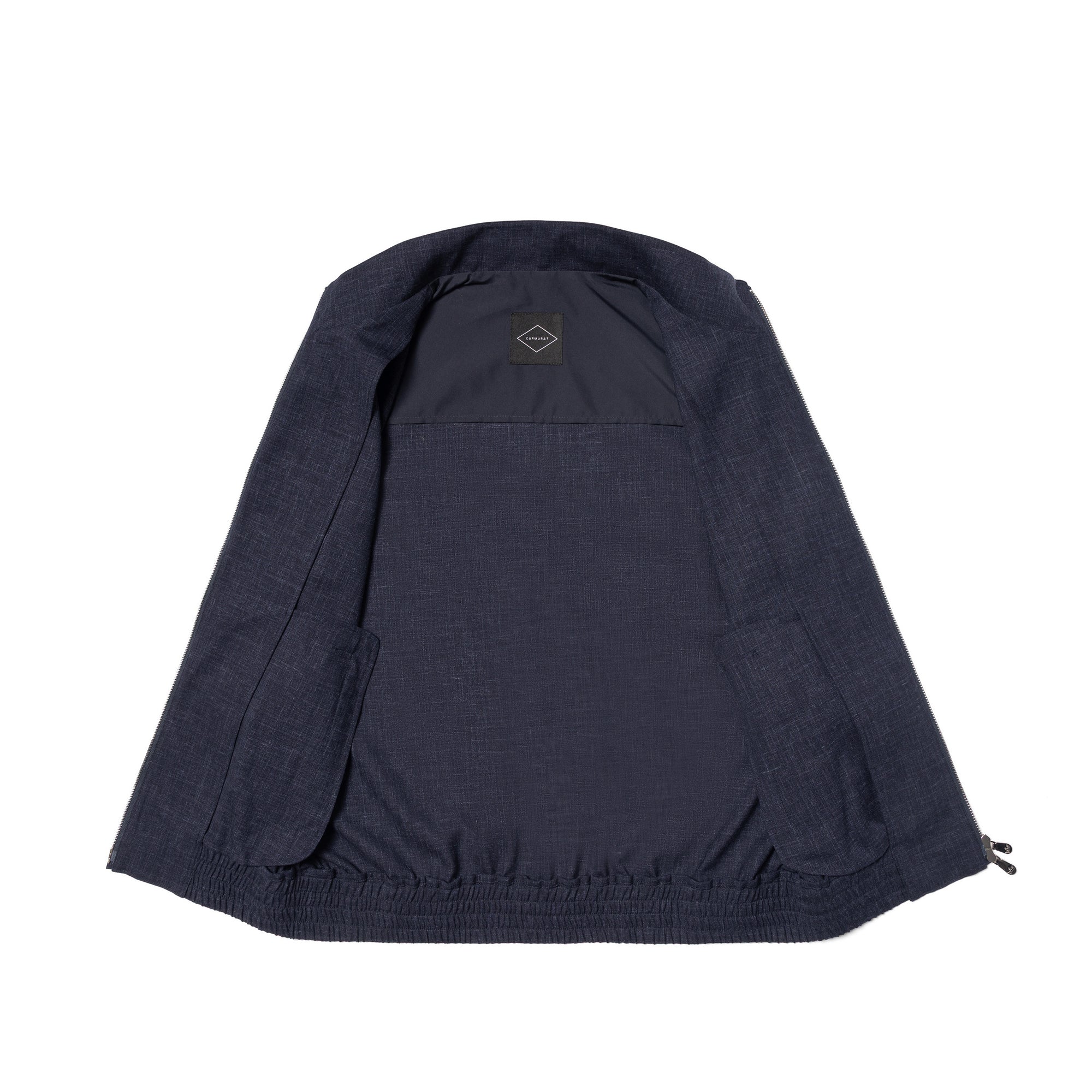 Navy Silk Linen Wool Bomber Jacket #263