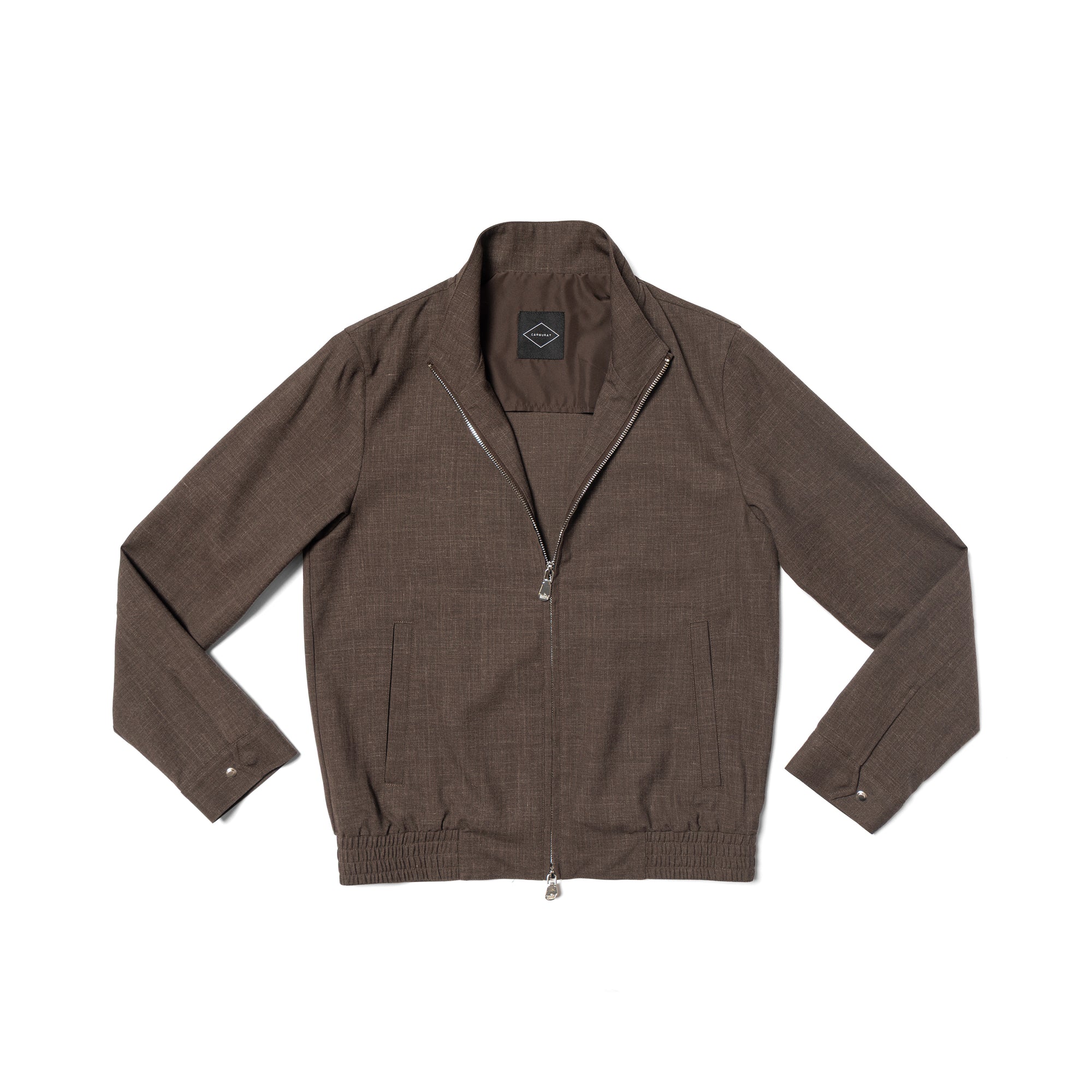 Chocolate Silk Linen Wool Bomber Jacket #262
