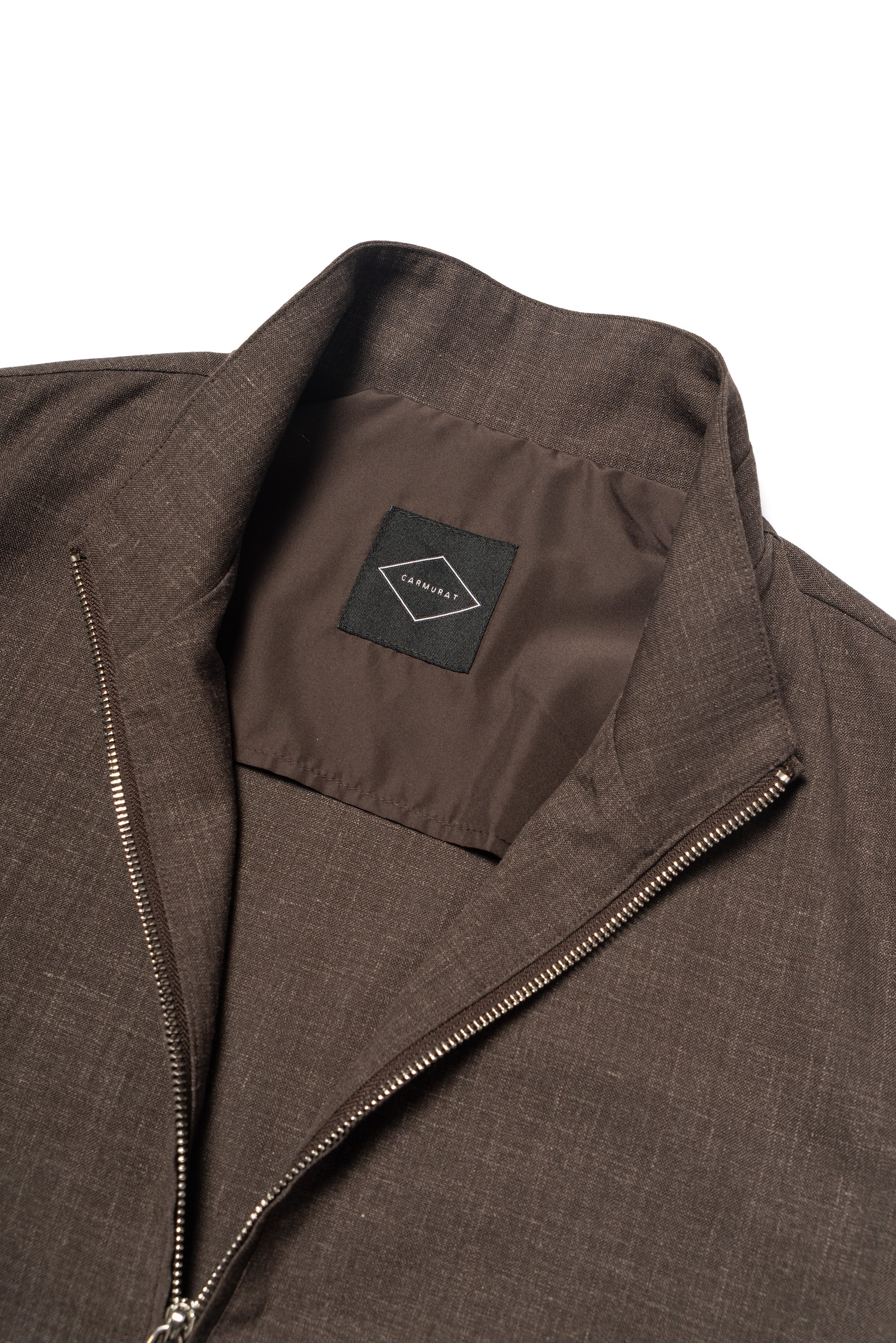Chocolate Silk Linen Wool Bomber Jacket #262