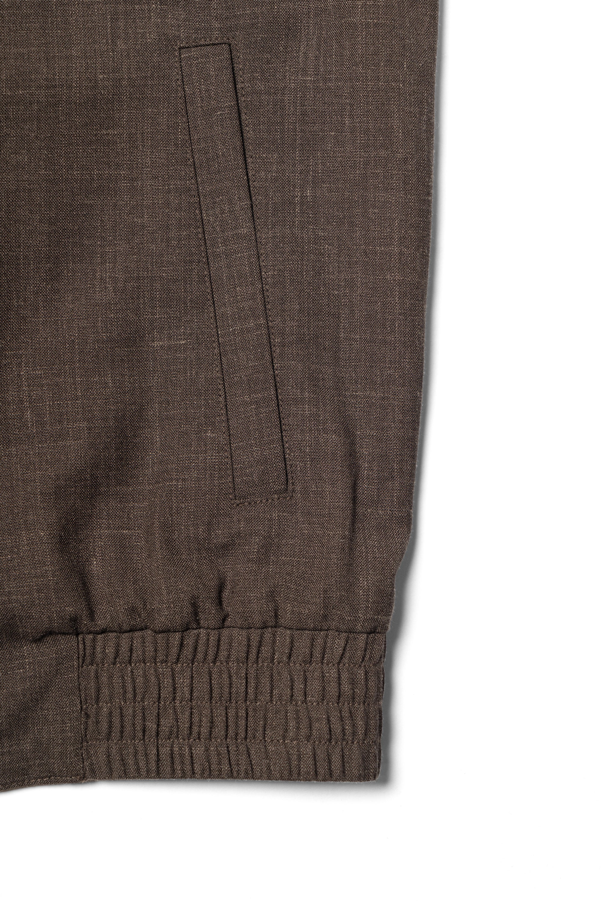 Chocolate Silk Linen Wool Bomber Jacket #262