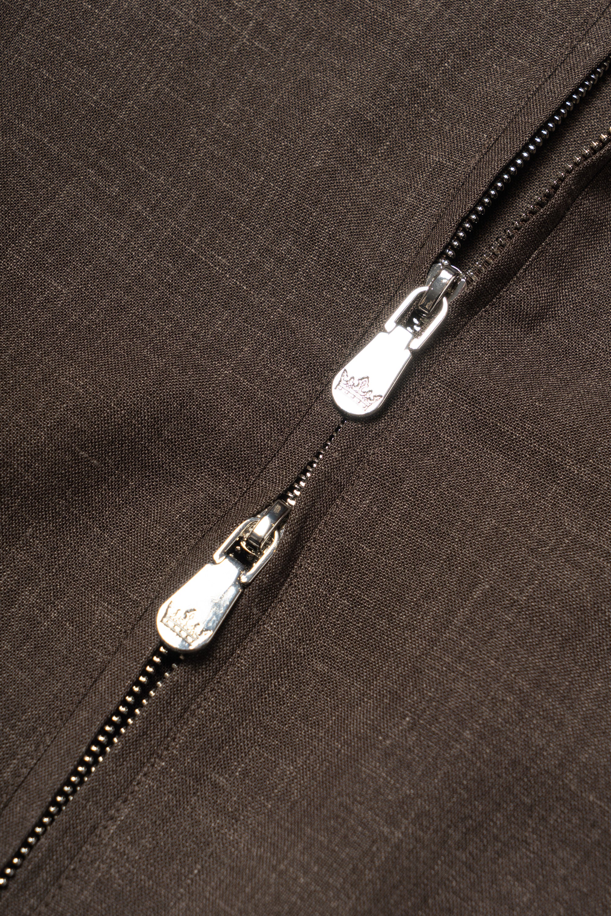 Chocolate Silk Linen Wool Bomber Jacket #262