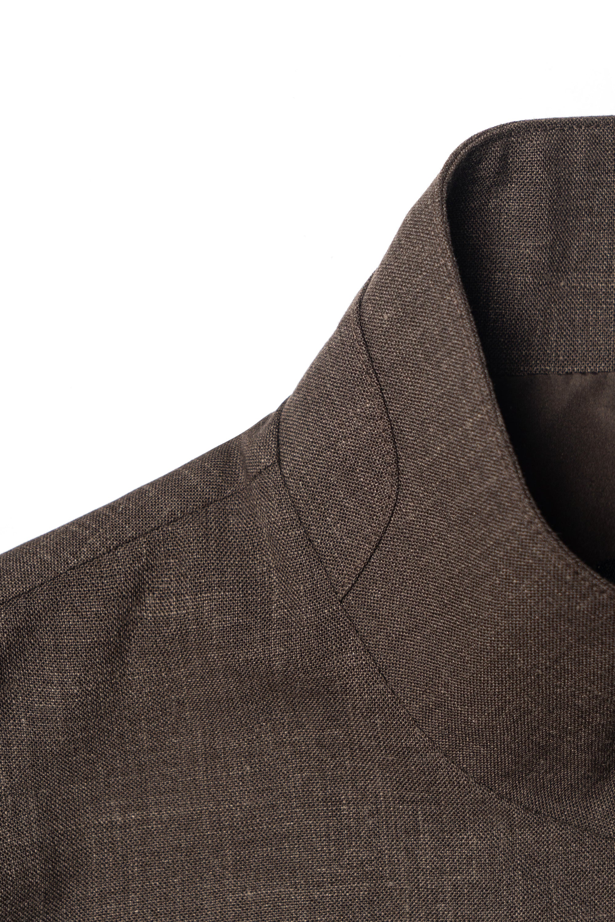 Chocolate Silk Linen Wool Bomber Jacket #262