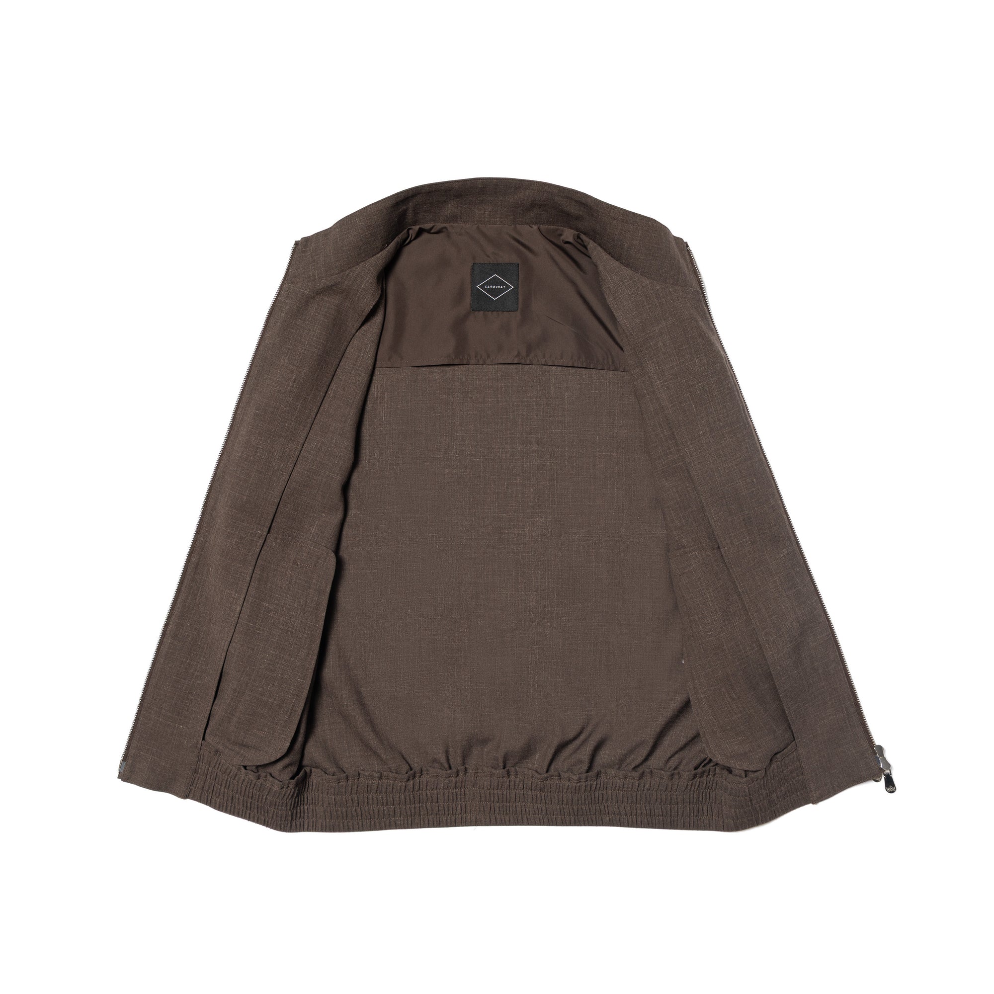 Chocolate Silk Linen Wool Bomber Jacket #262