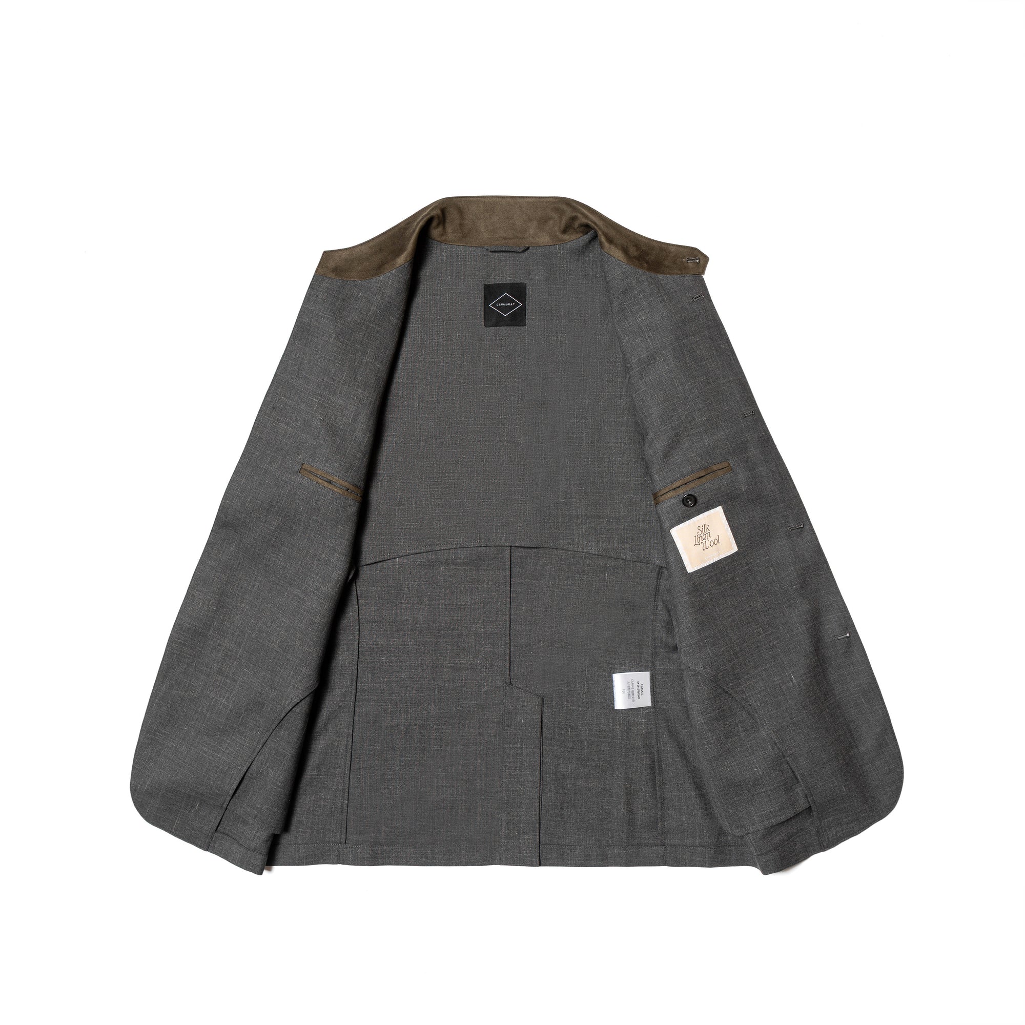 Mid Grey Silk Linen Wool Earl Jacket #261