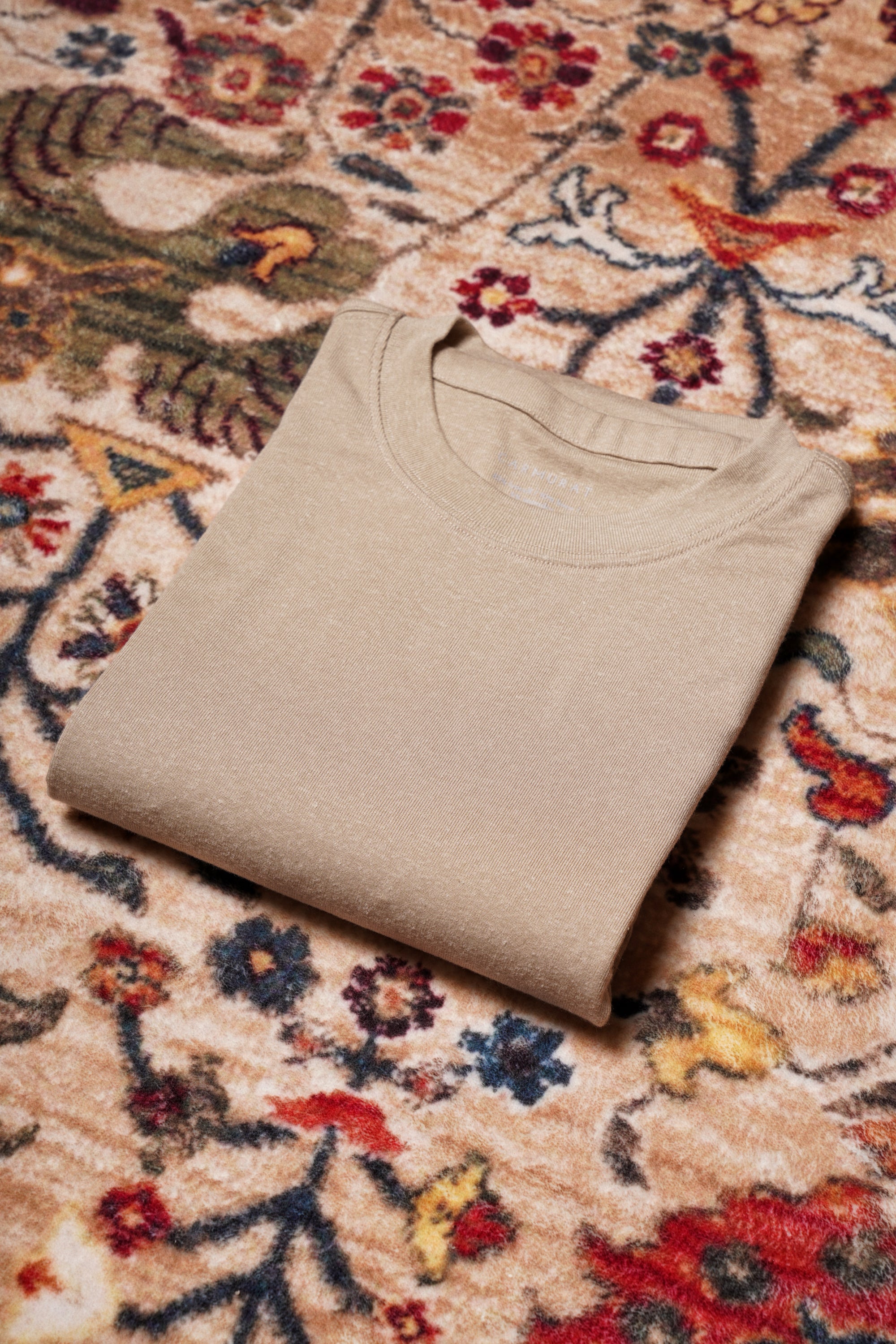 Moss/Brown/Light Khaki Linen Blending Short Sleeve T Shirt