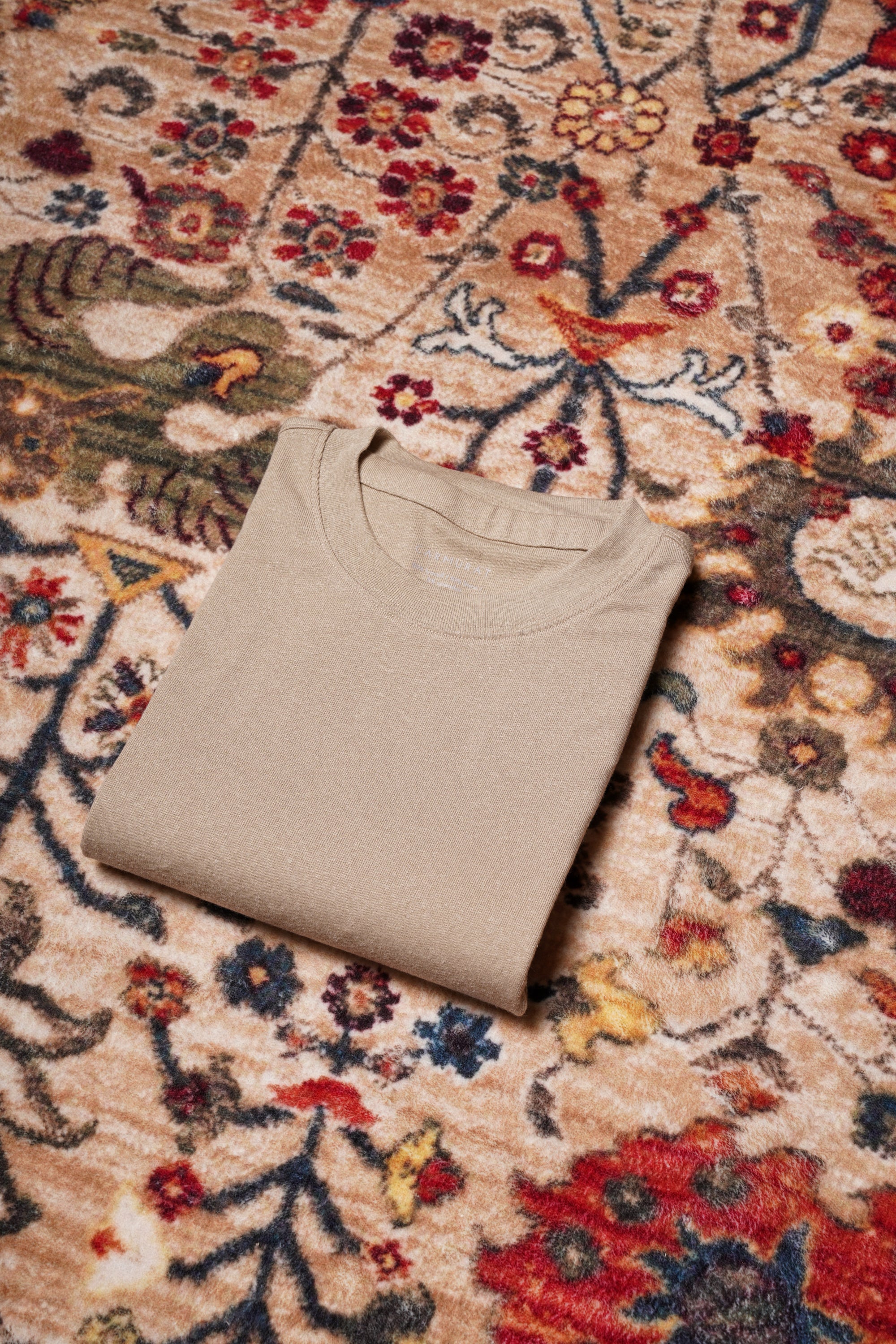 Moss/Brown/Light Khaki Linen Blending Short Sleeve T Shirt