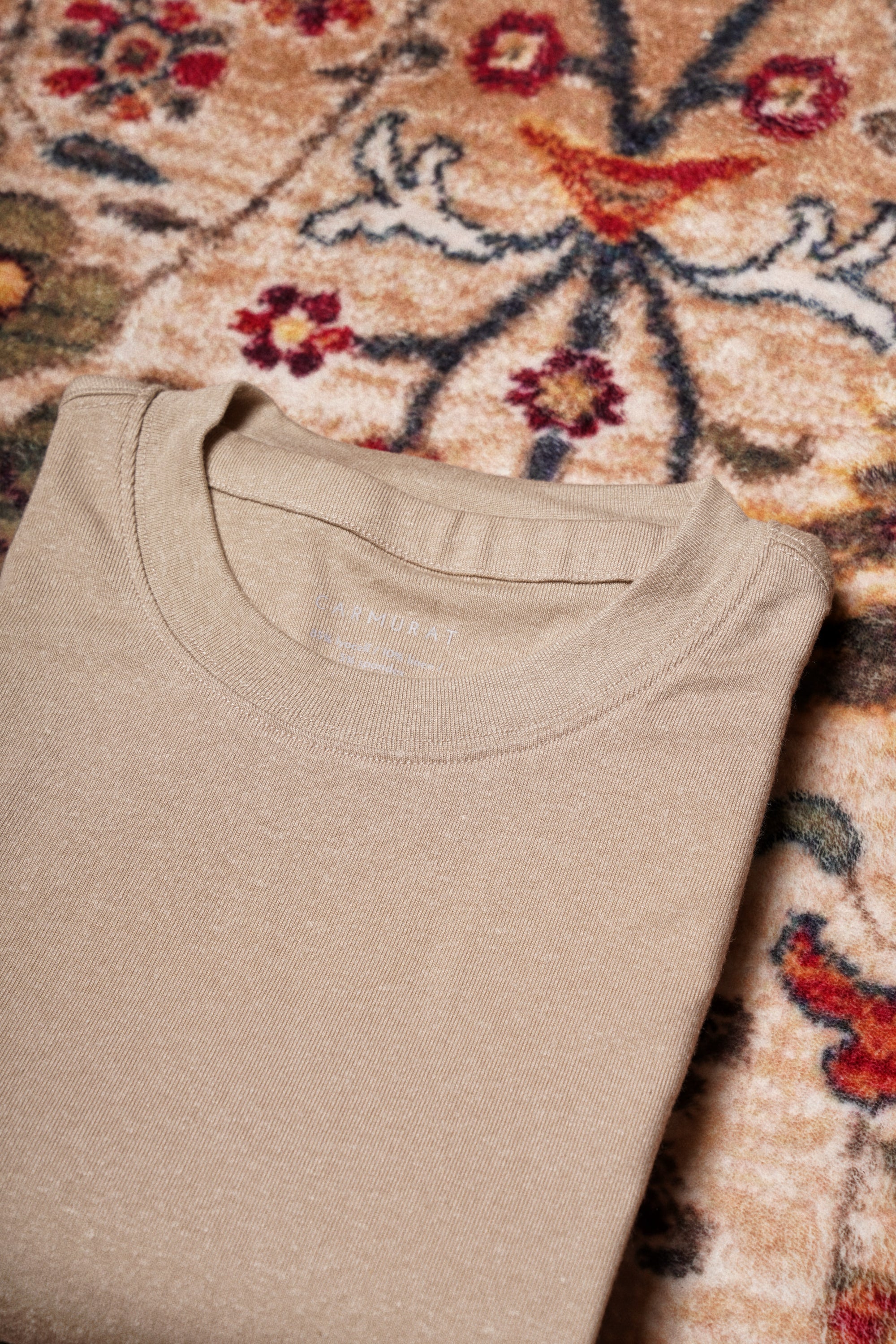 Moss/Brown/Light Khaki Linen Blending Short Sleeve T Shirt