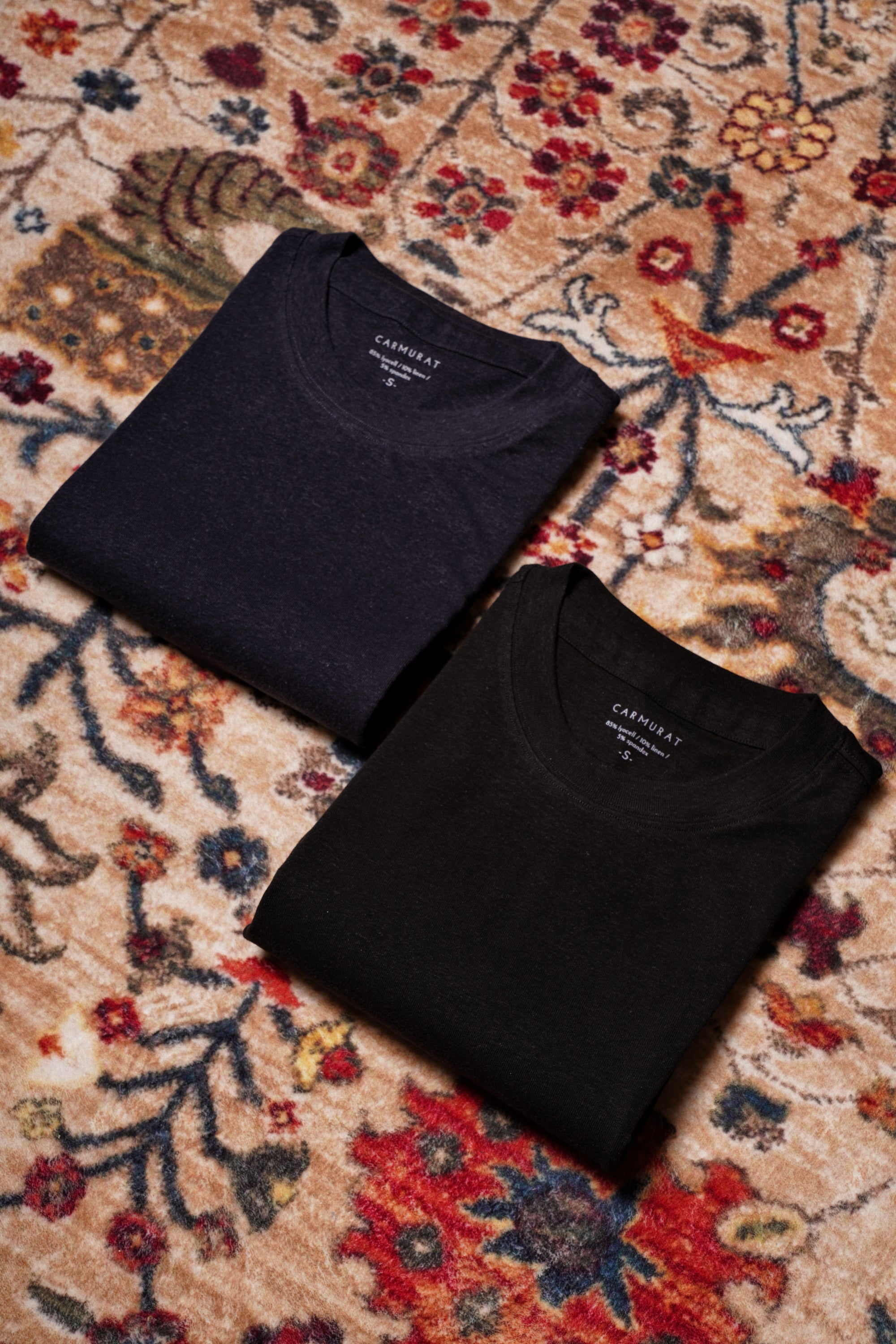 Ivory/Black/Navy Linen Blending Short Sleeve T Shirt