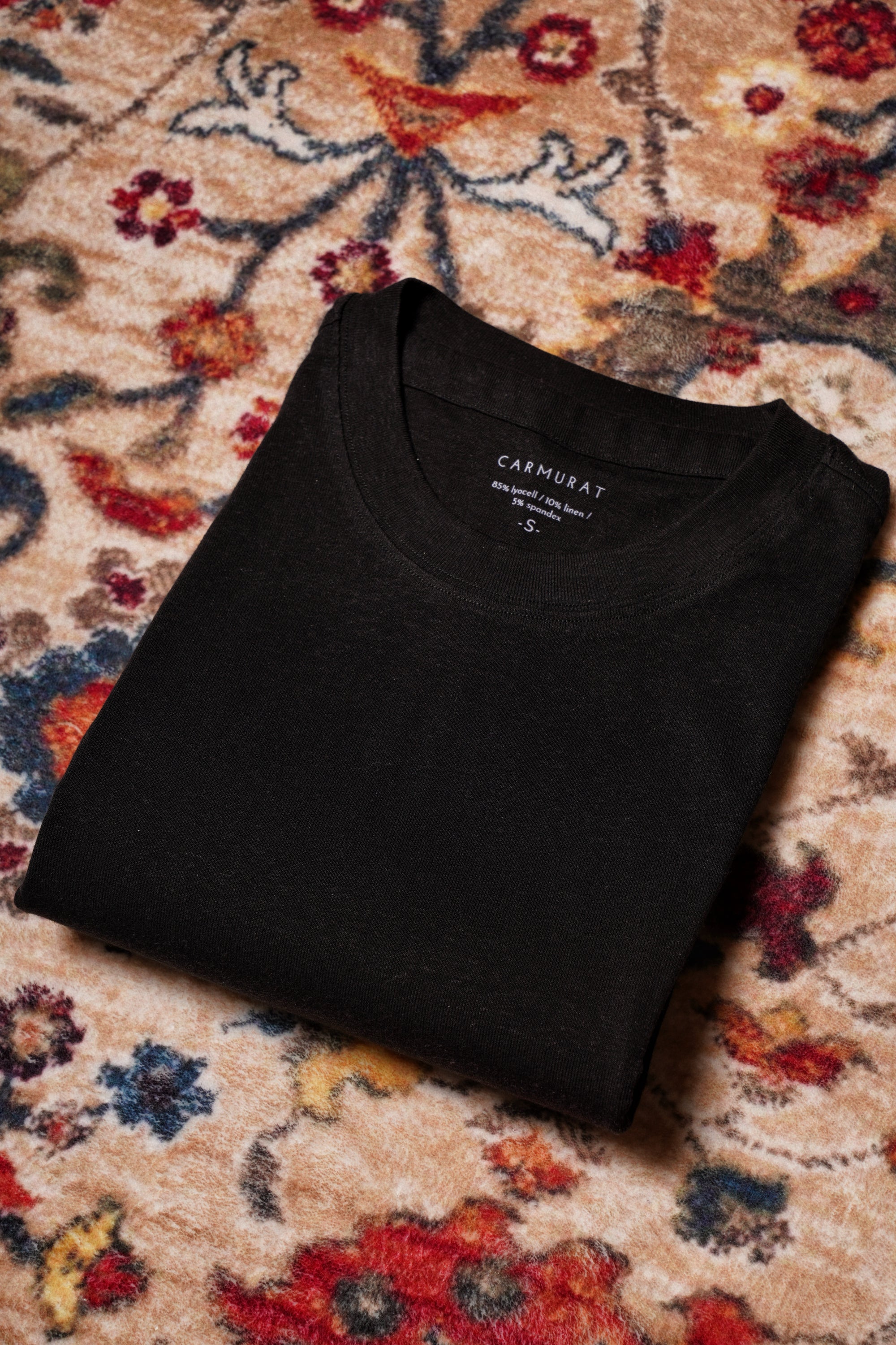 Ivory/Black/Navy Linen Blending Short Sleeve T Shirt