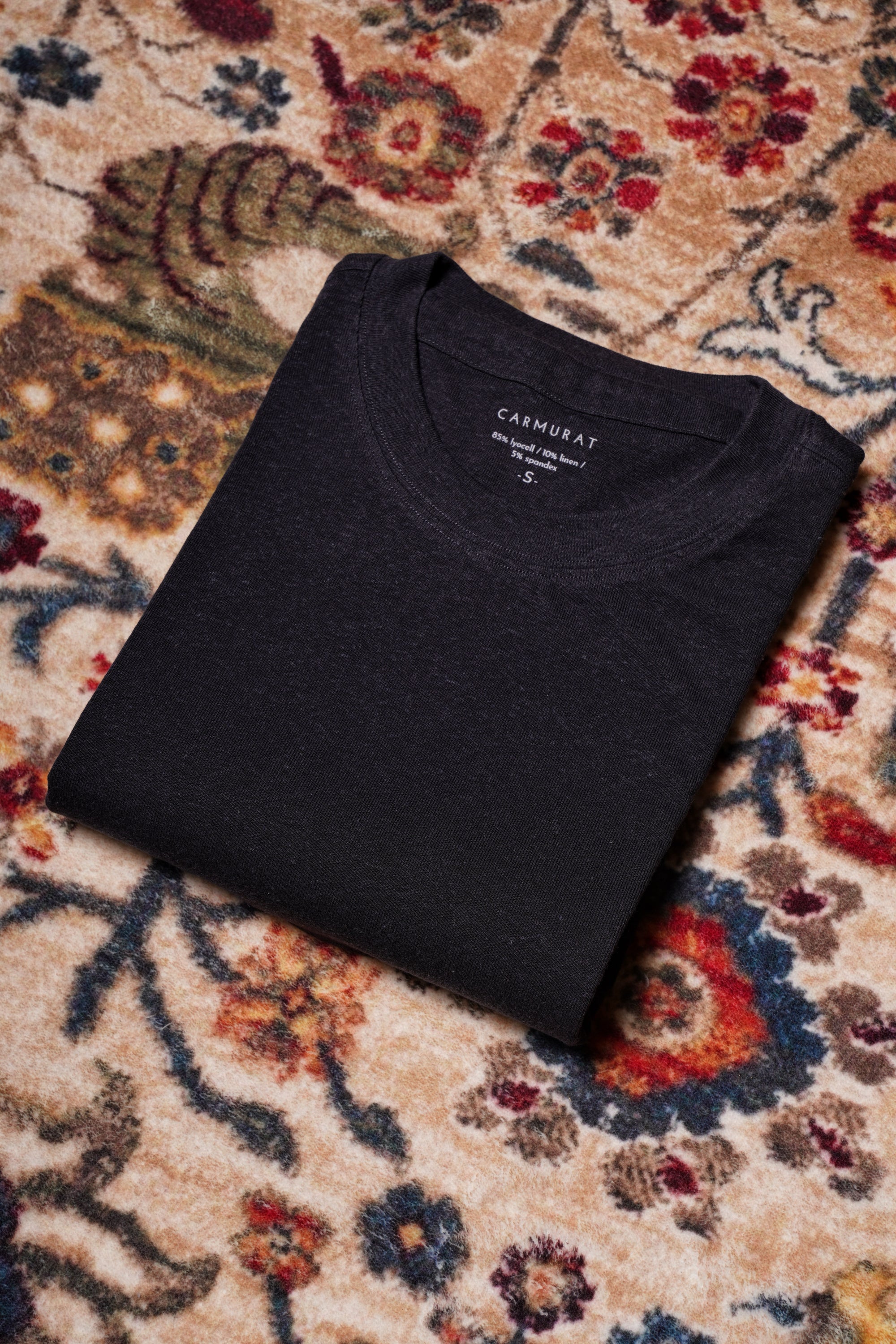 Ivory/Black/Navy Linen Blending Short Sleeve T Shirt