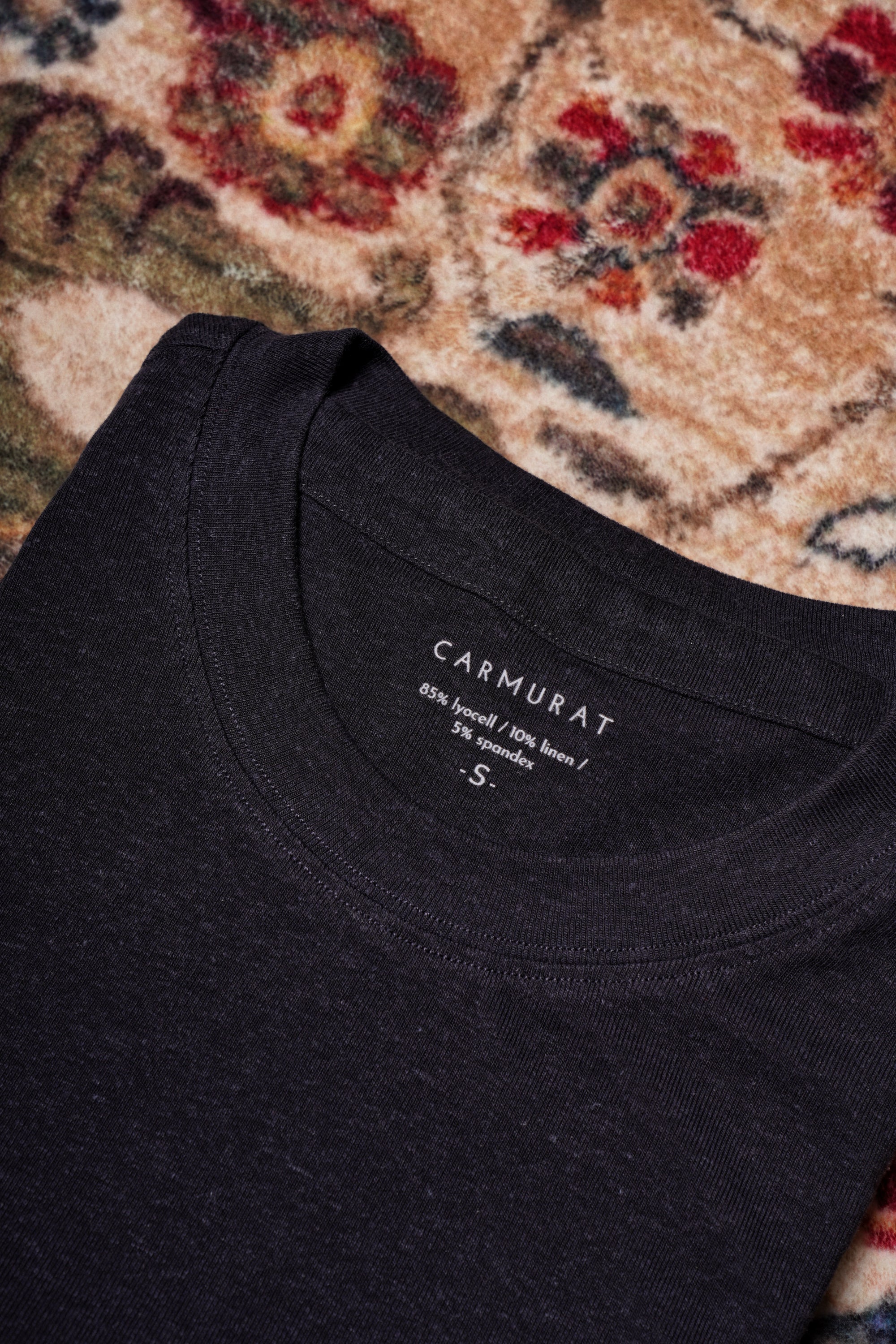 Ivory/Black/Navy Linen Blending Short Sleeve T Shirt