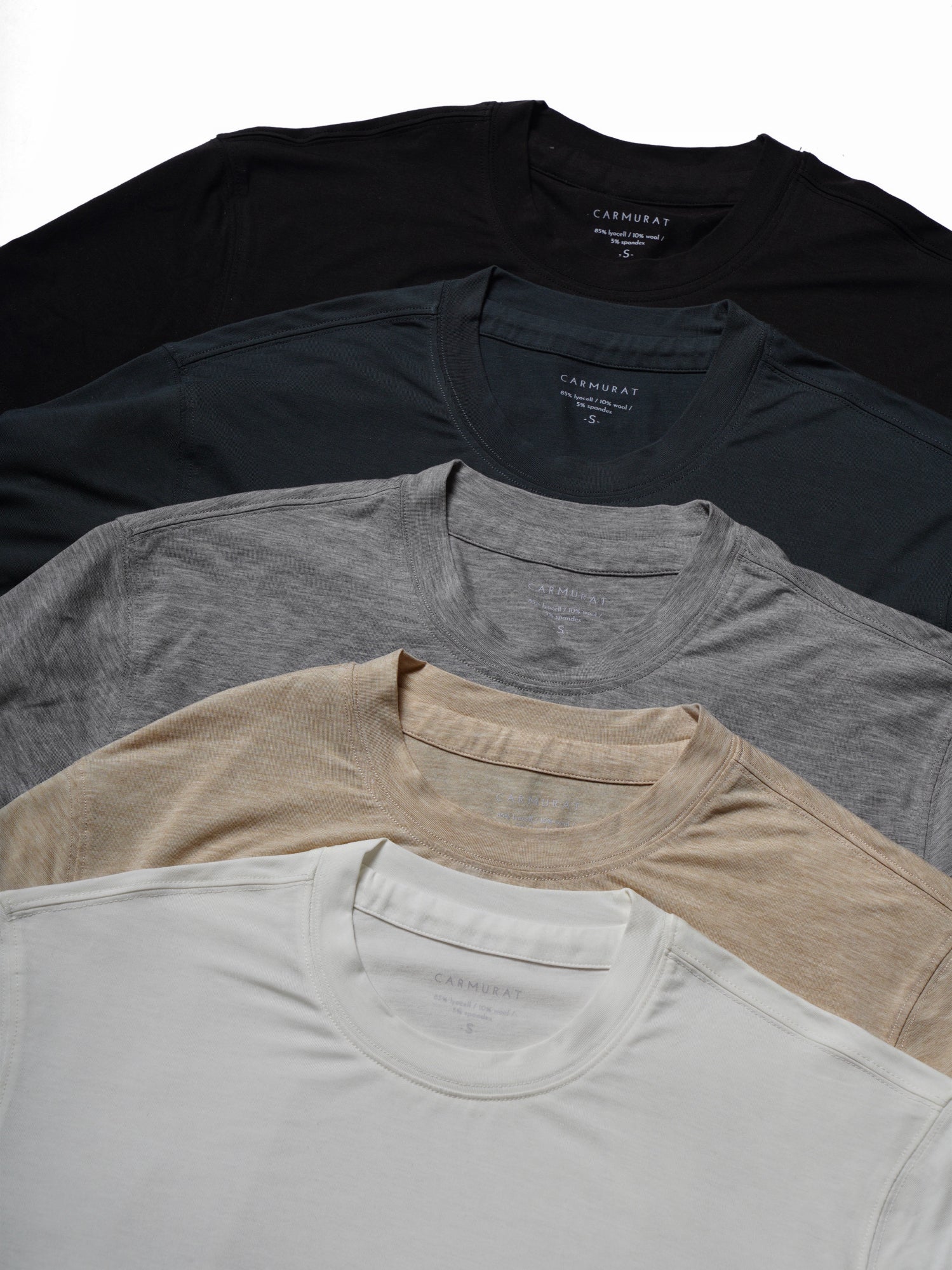 Ivory/Black/Camel/Grey/Dark Green Wool Blending Short Sleeve T Shirt