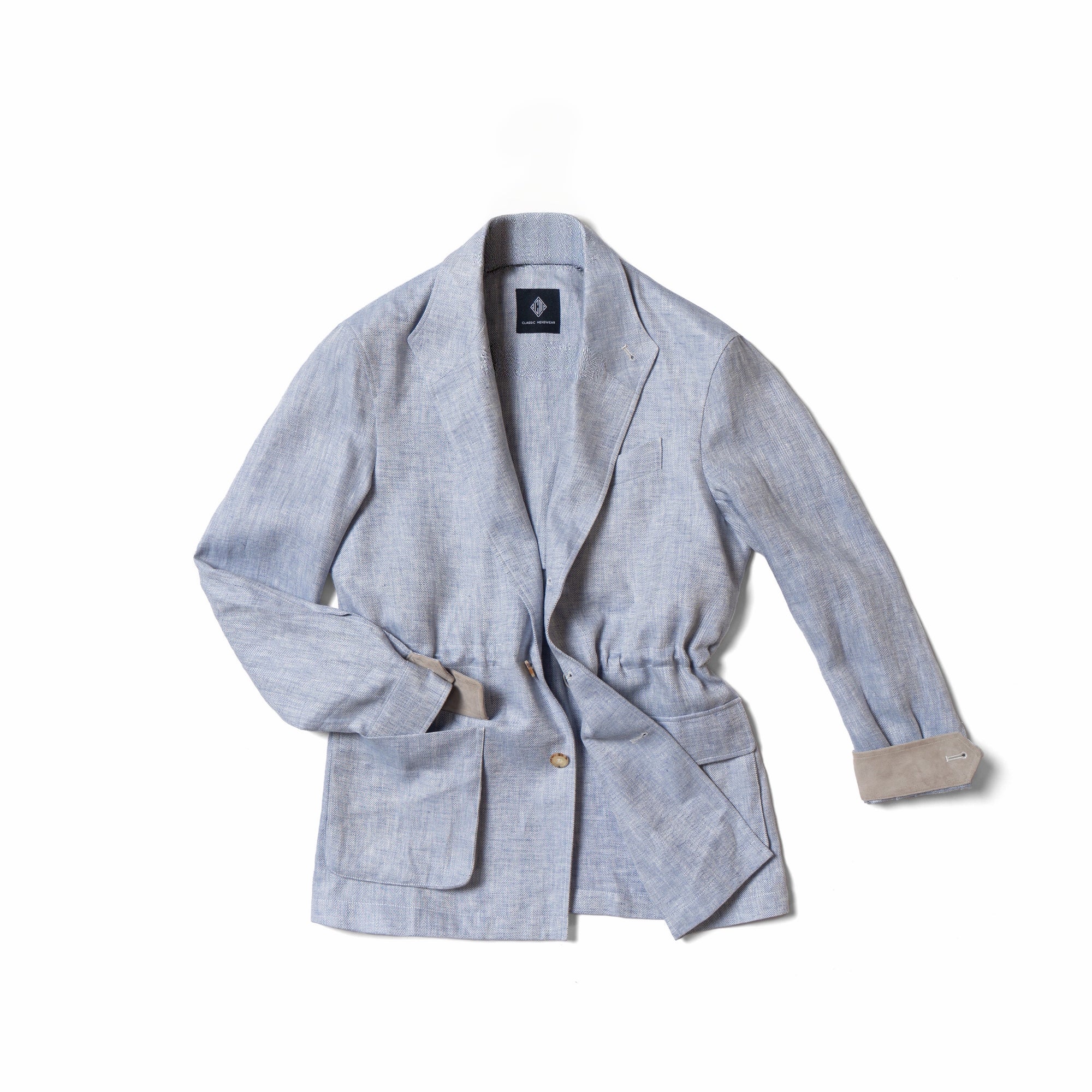Pale Blue Herringbone Linen Teba Jacket #219