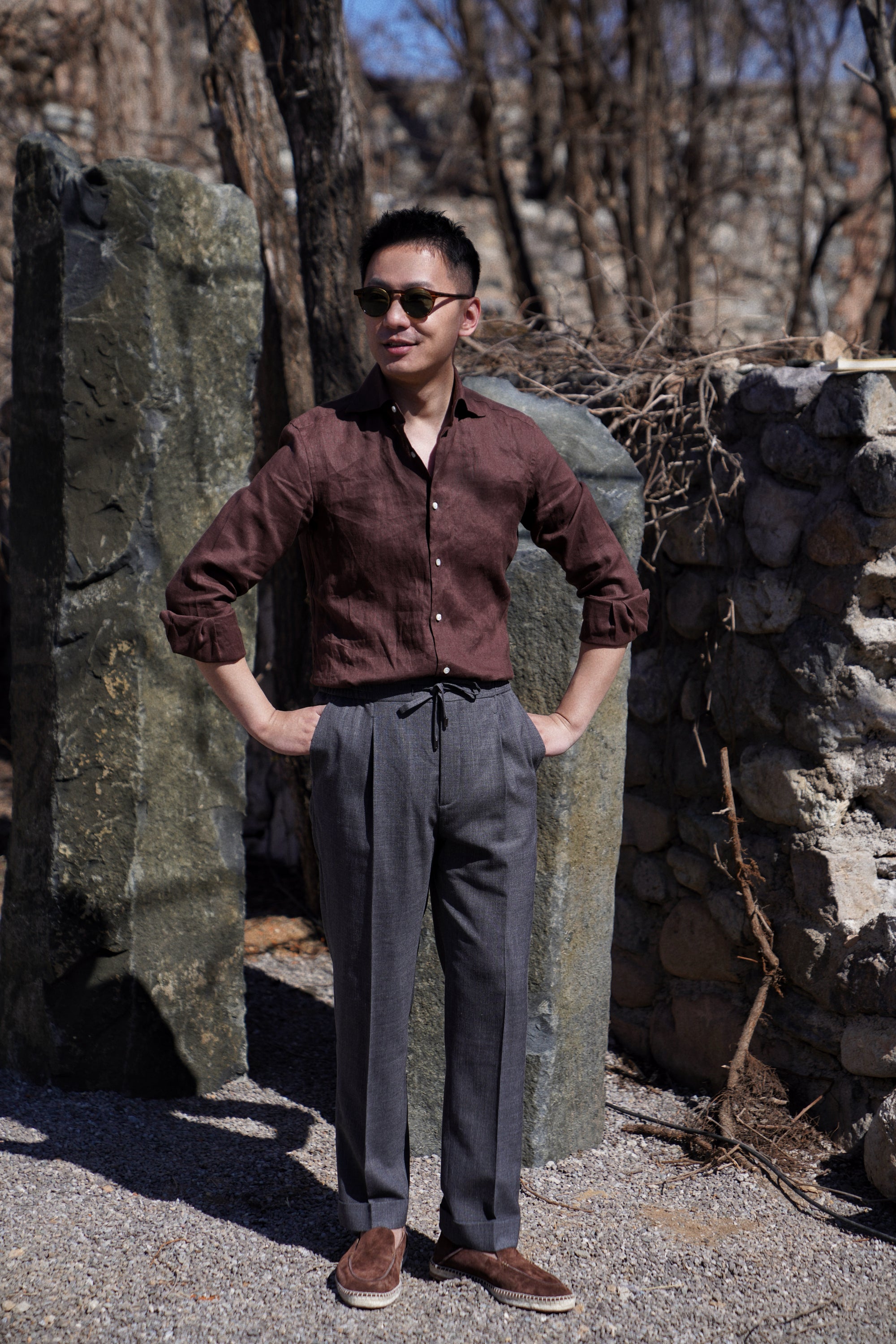 Silk Linen Wool Drawstring Trousers #733 #735 #737