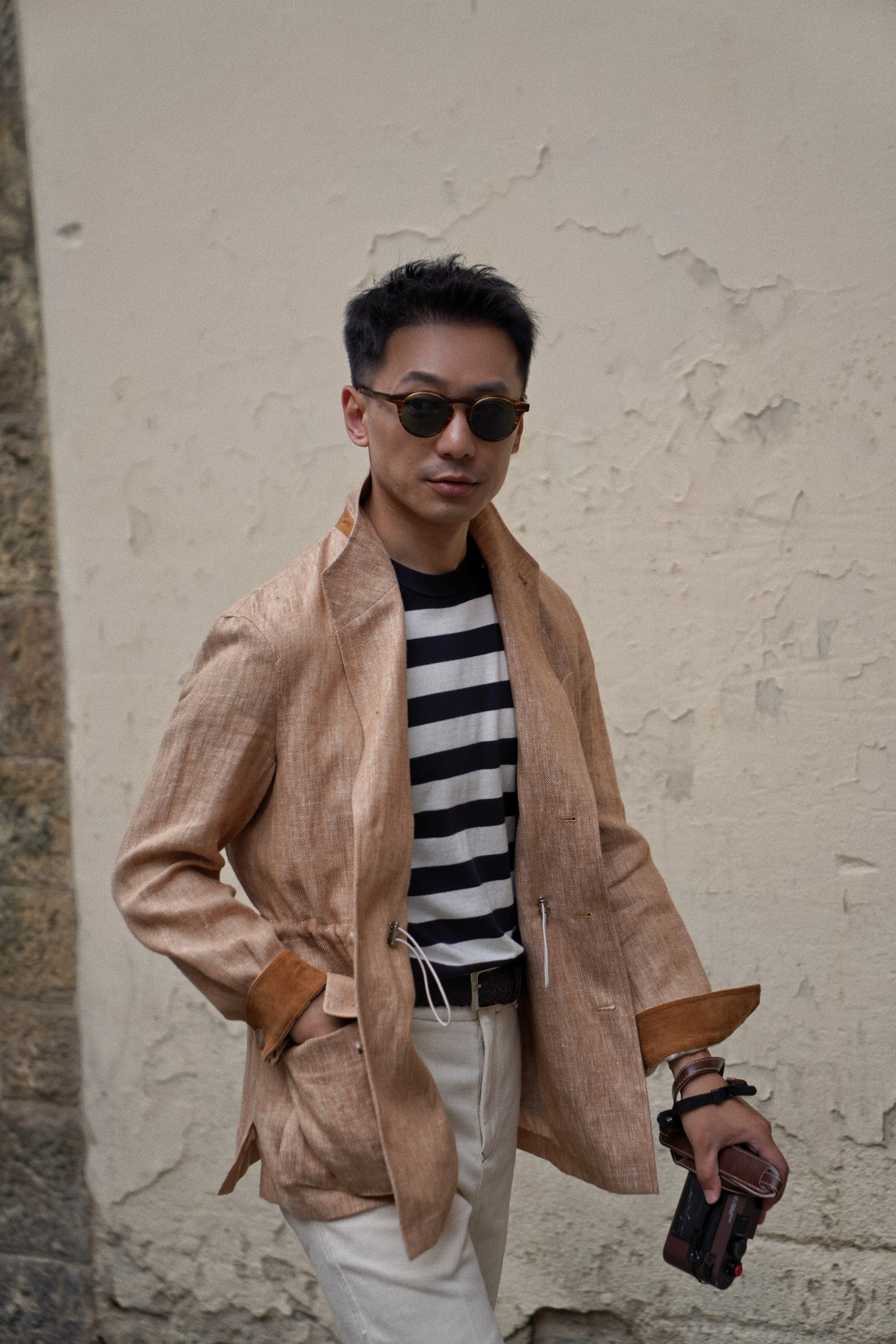 Tangerine Herringbone Linen Teba Jacket #227