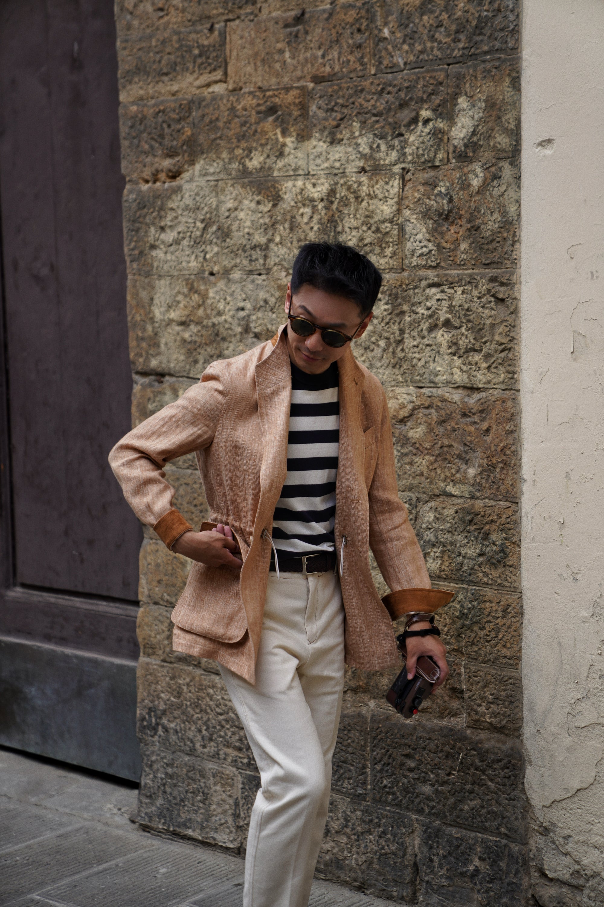 Tangerine Herringbone Linen Teba Jacket #227
