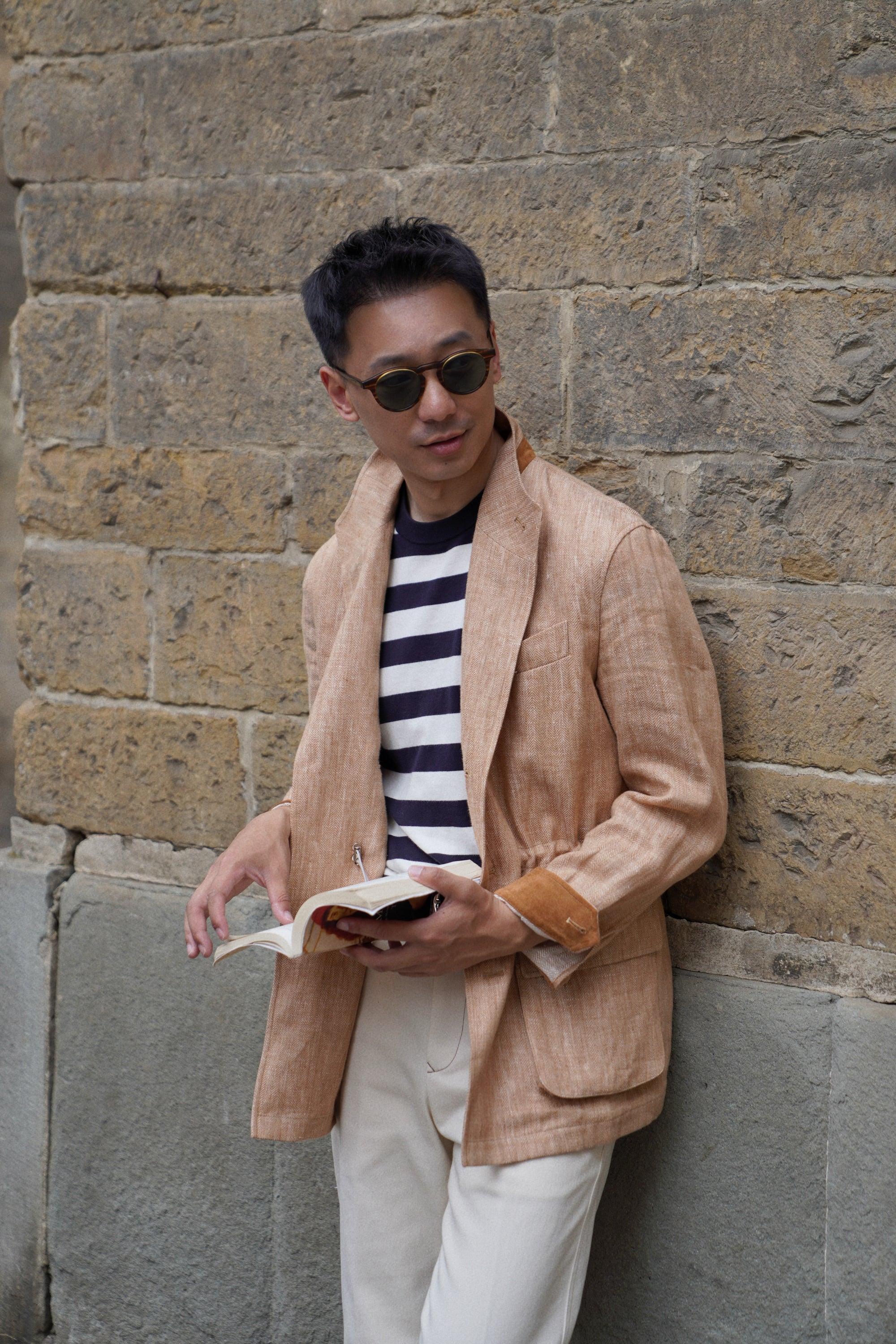 Tangerine Herringbone Linen Teba Jacket #227