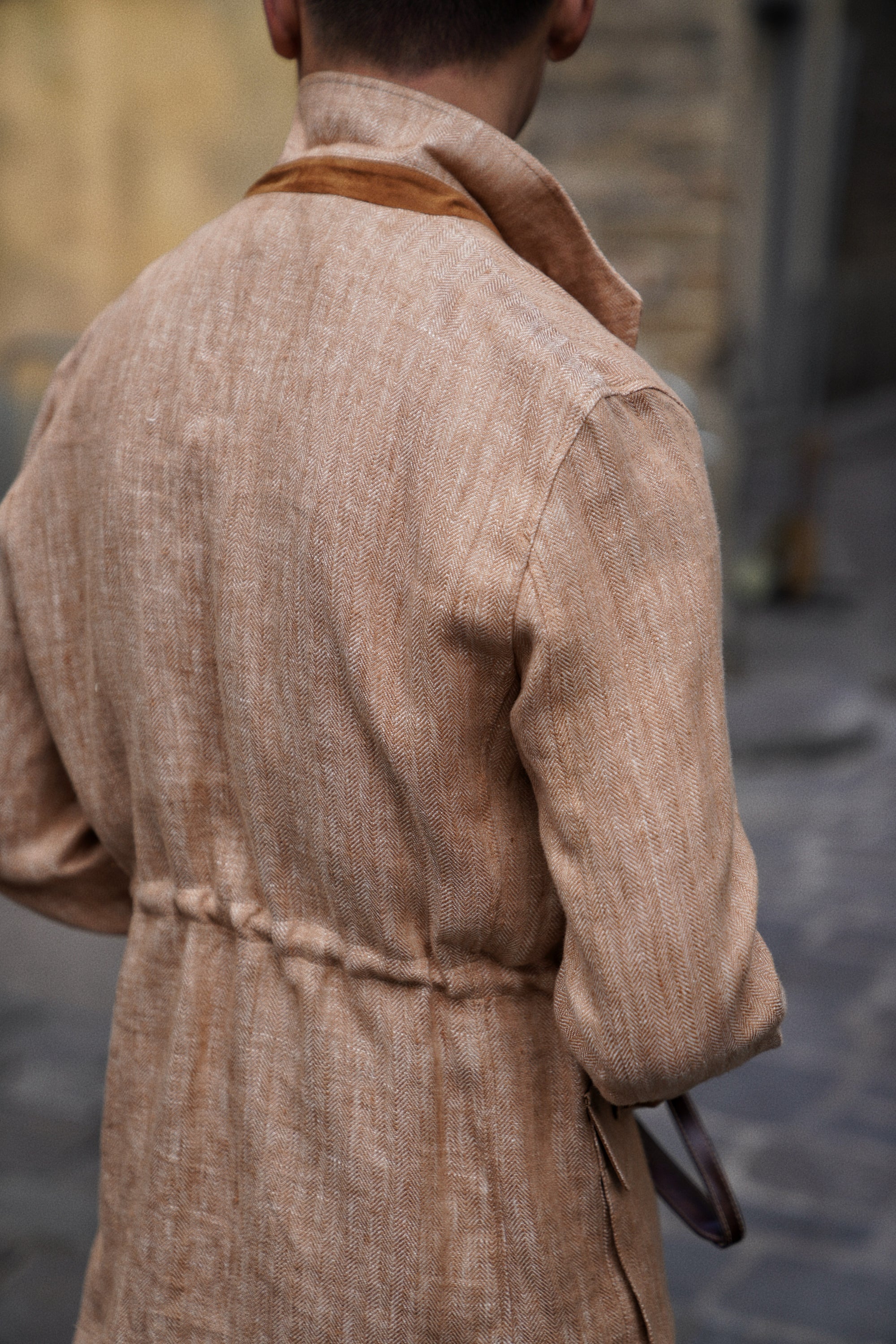 Tangerine Herringbone Linen Teba Jacket #227