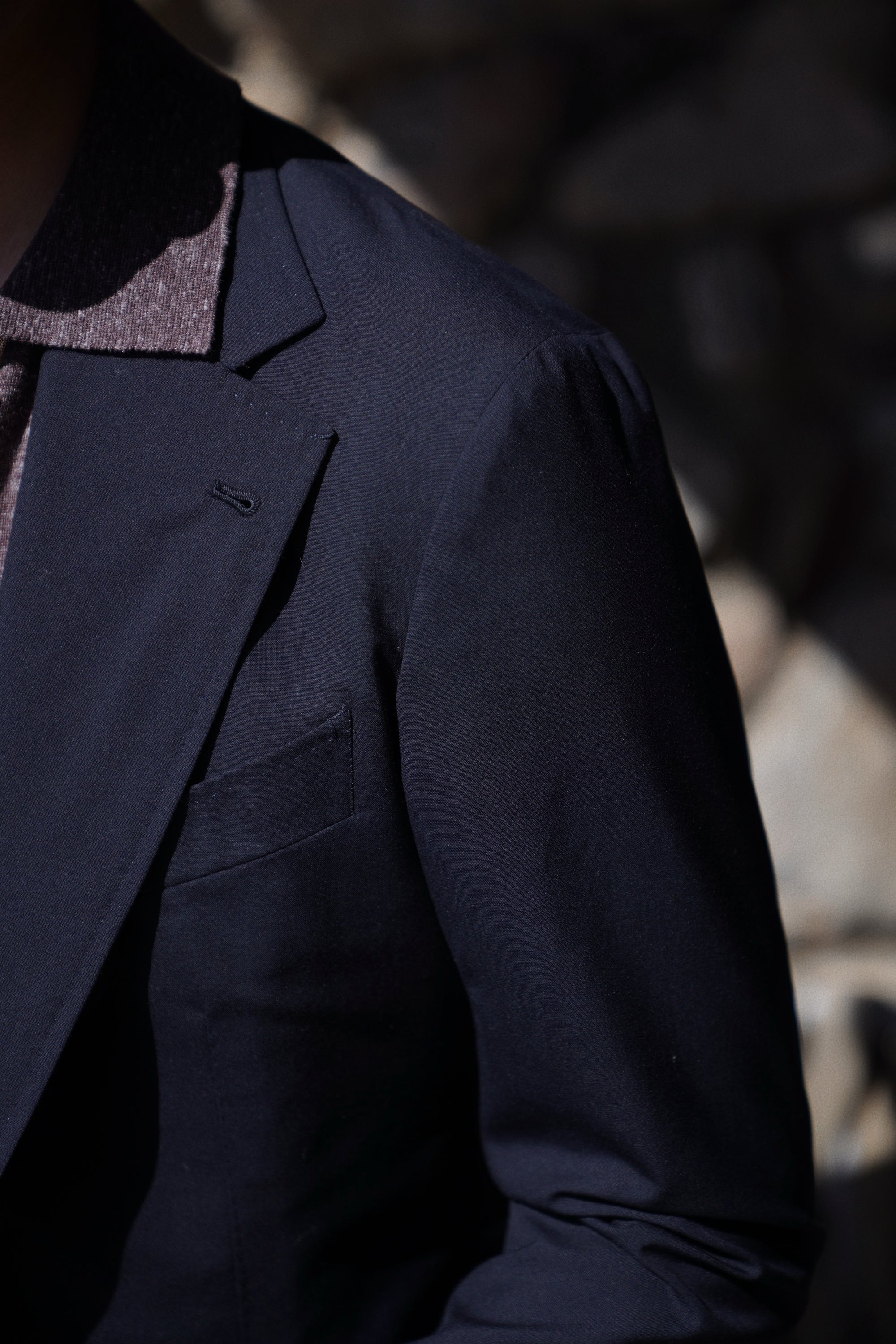 Navy Wool Silk Tropical Blazer