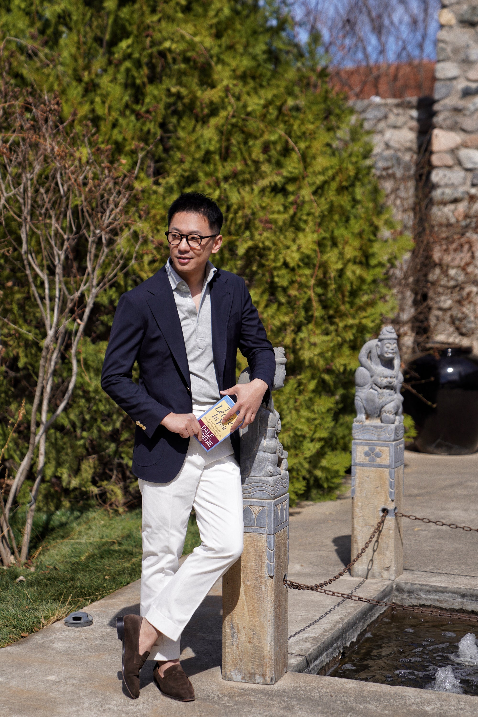 Navy Wool Silk Tropical Blazer