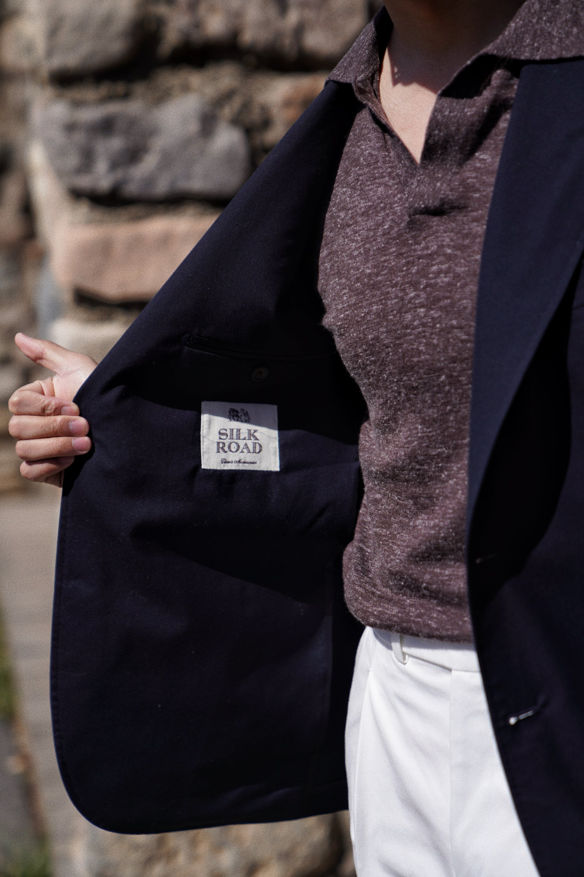Navy Wool Silk Tropical Blazer