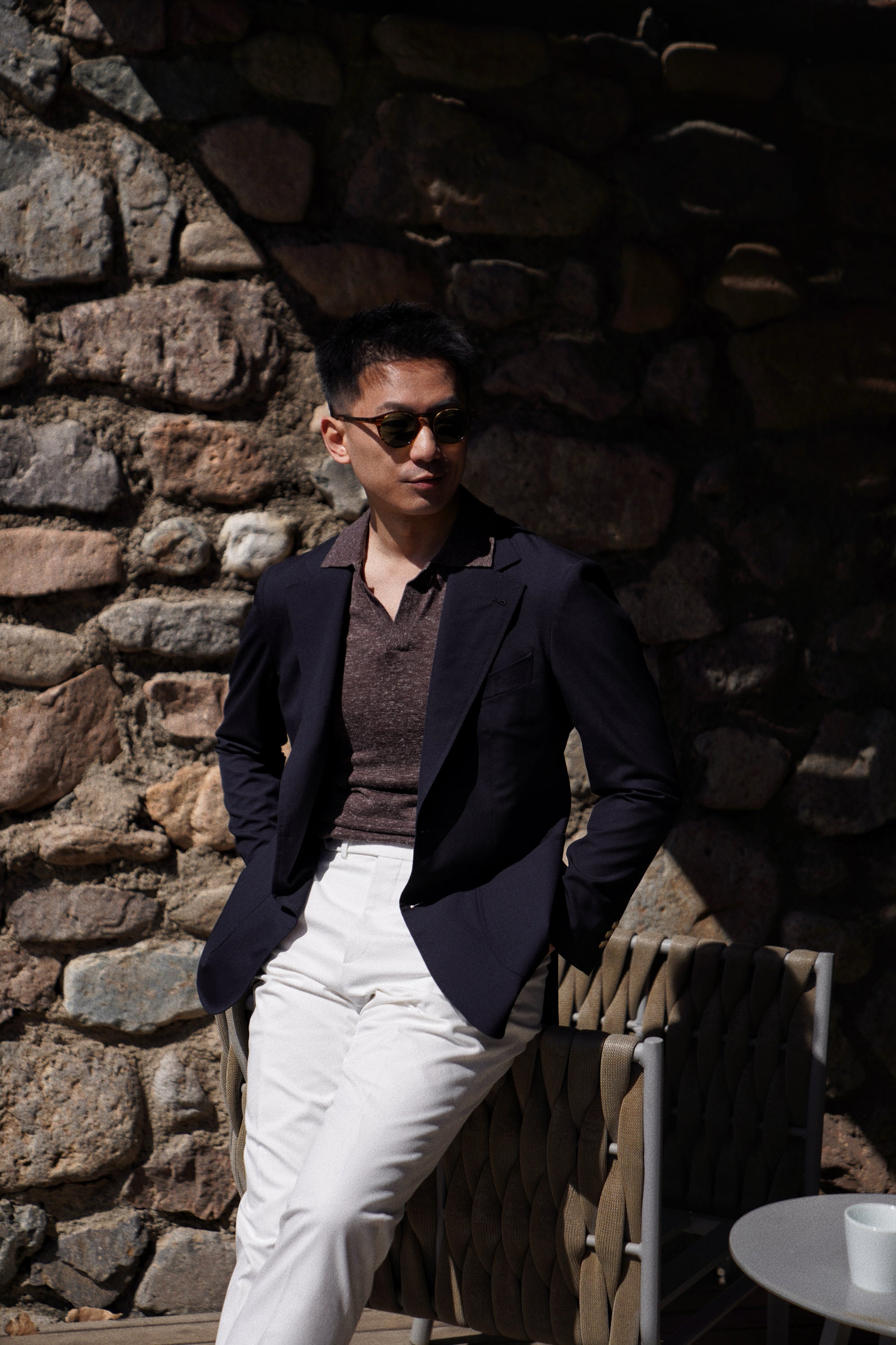 Navy Wool Silk Tropical Blazer