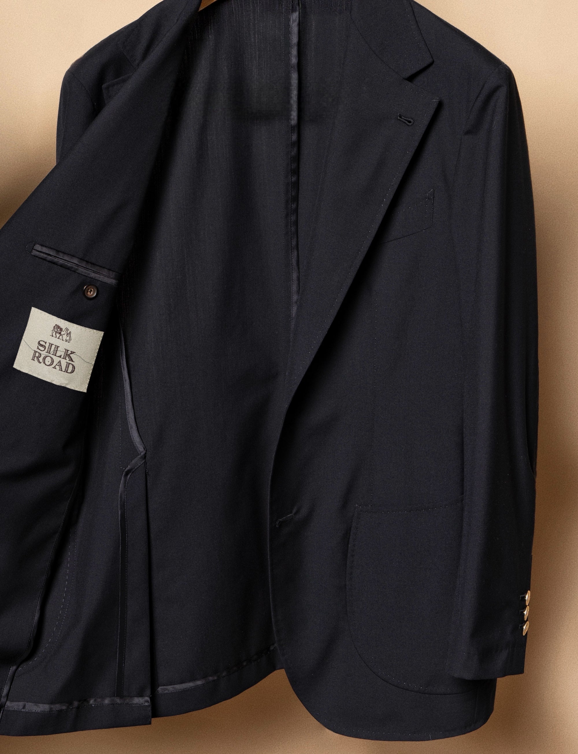 Navy Wool Silk Tropical Blazer