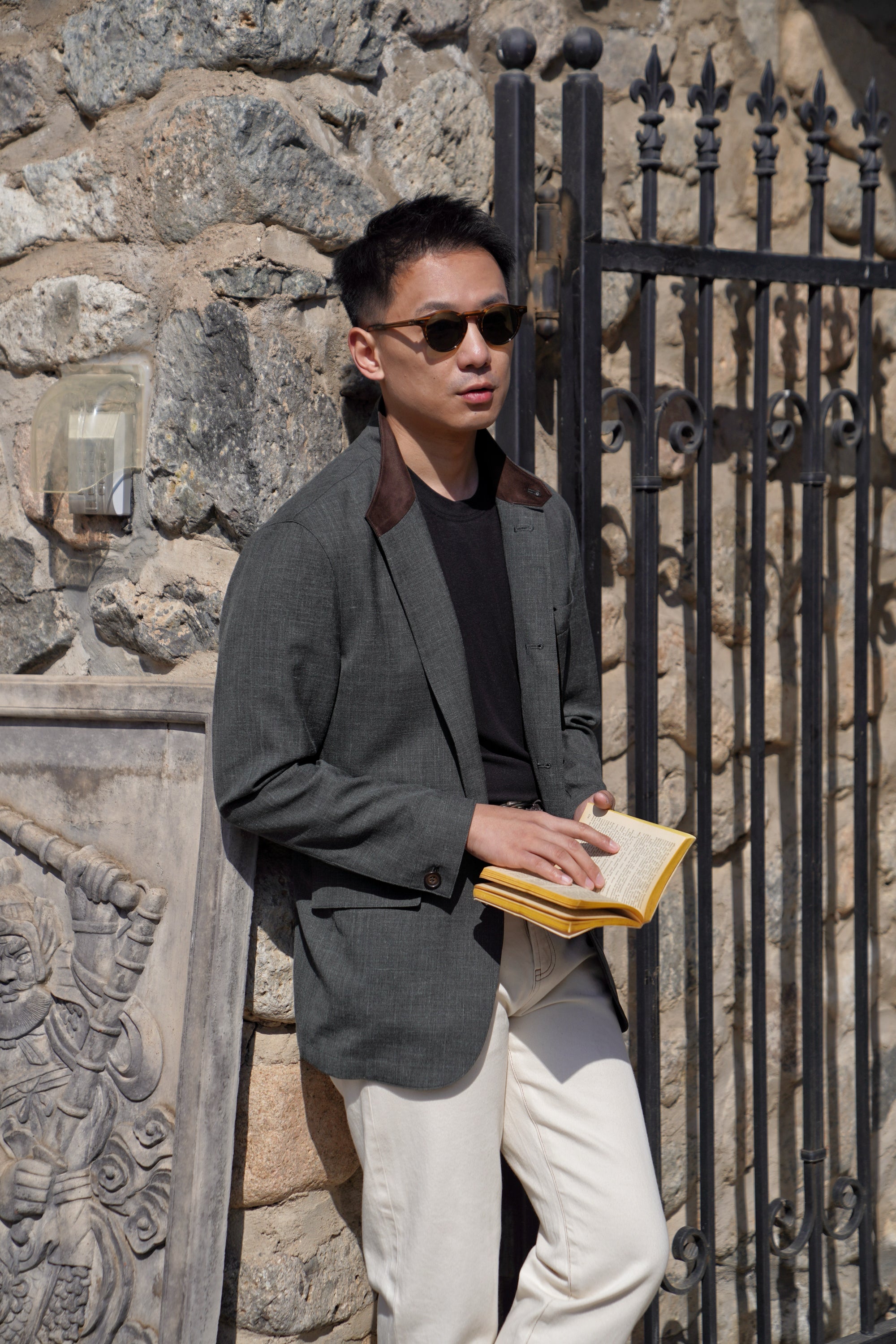 Turquoise Silk Linen Wool Earl Jacket #260