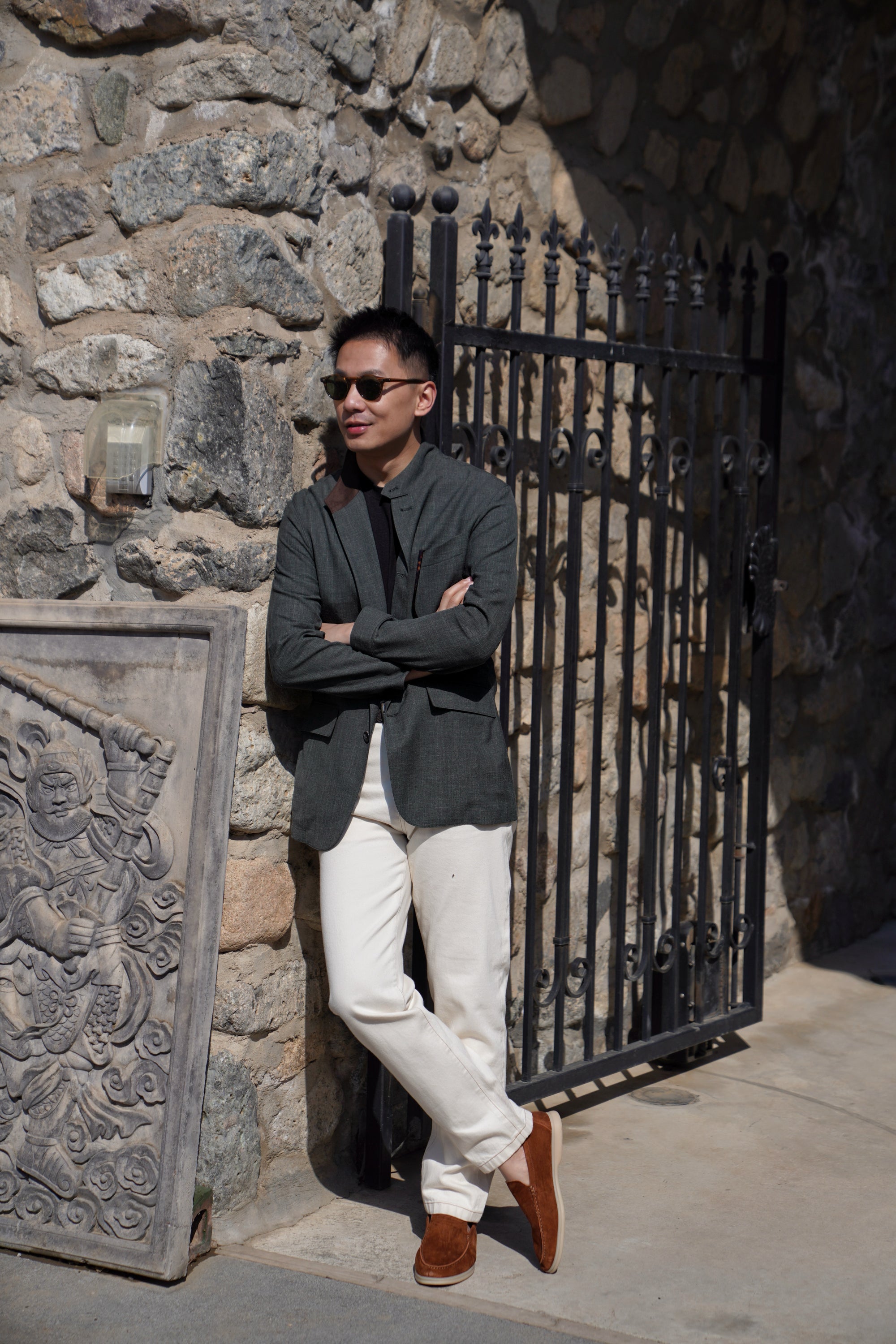 Turquoise Silk Linen Wool Earl Jacket #260